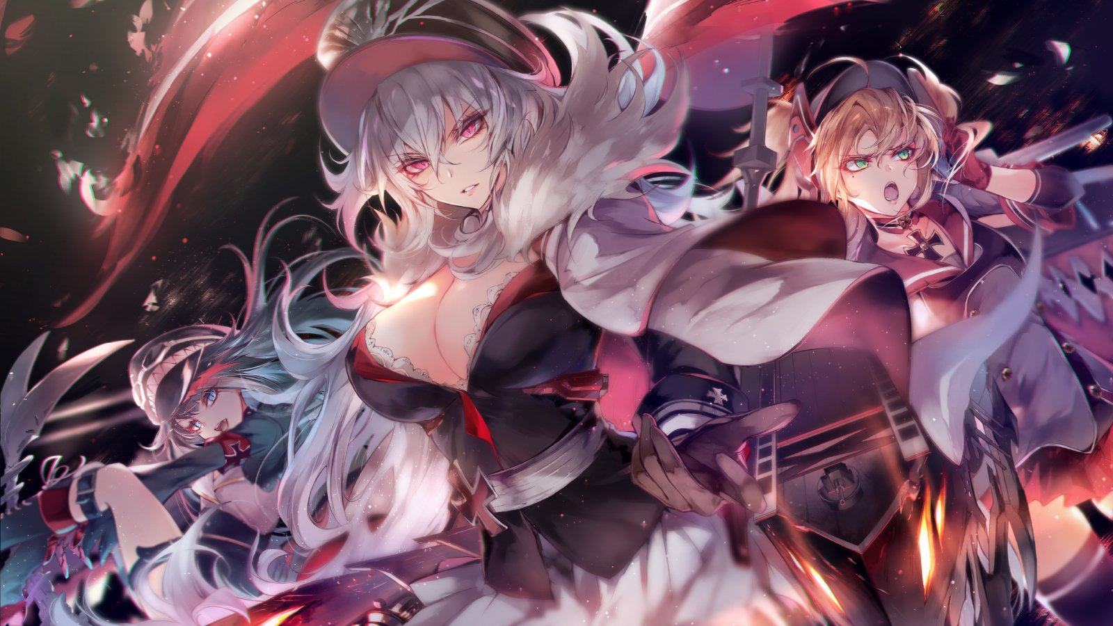 graf zeppelin, deutschland, and admiral hipper (azur lane) drawn by kanaria_(fuusenkazura)