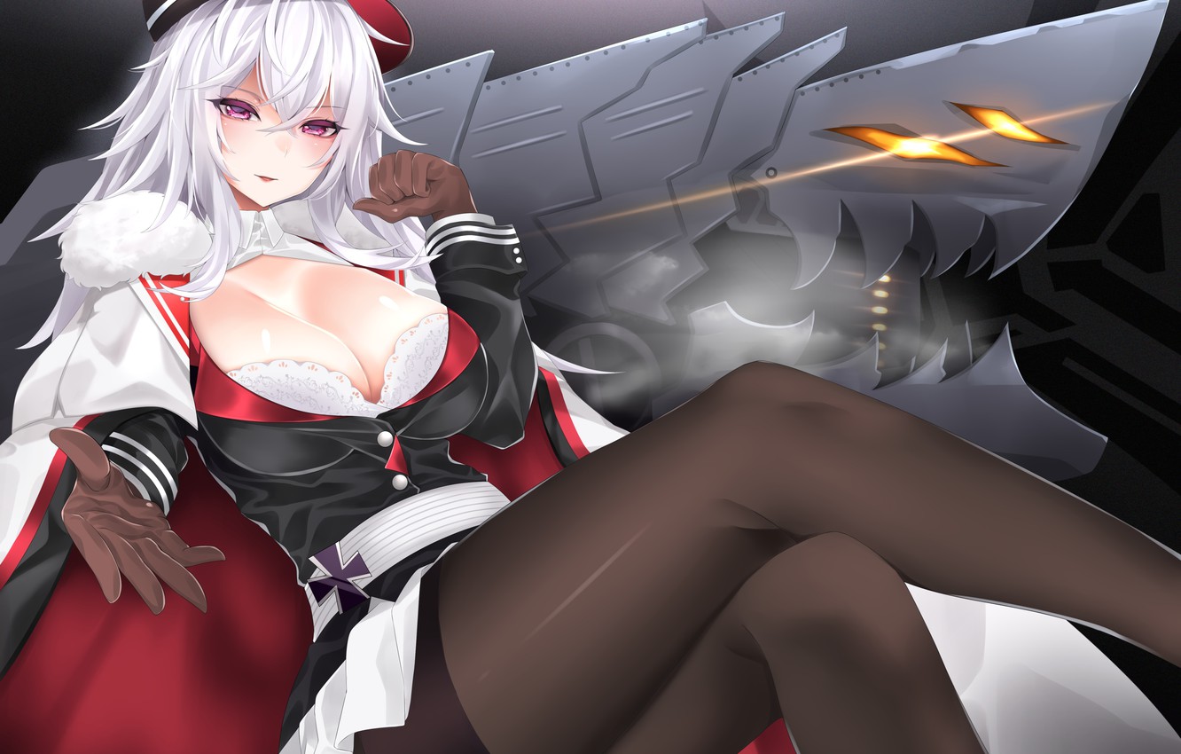 Wallpaper girl, white hair, graf zeppelin, azur lane, surota image for desktop, section сэйнэн