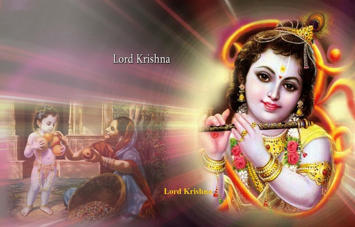 Lord Krishna 3D Wallpaper Krishna And Fruit Seller Wallpaper & Background Download