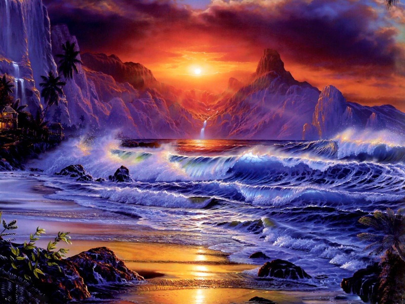 Fantasy Sunset. Ocean wallpaper, Sunset wallpaper, Ocean sunset
