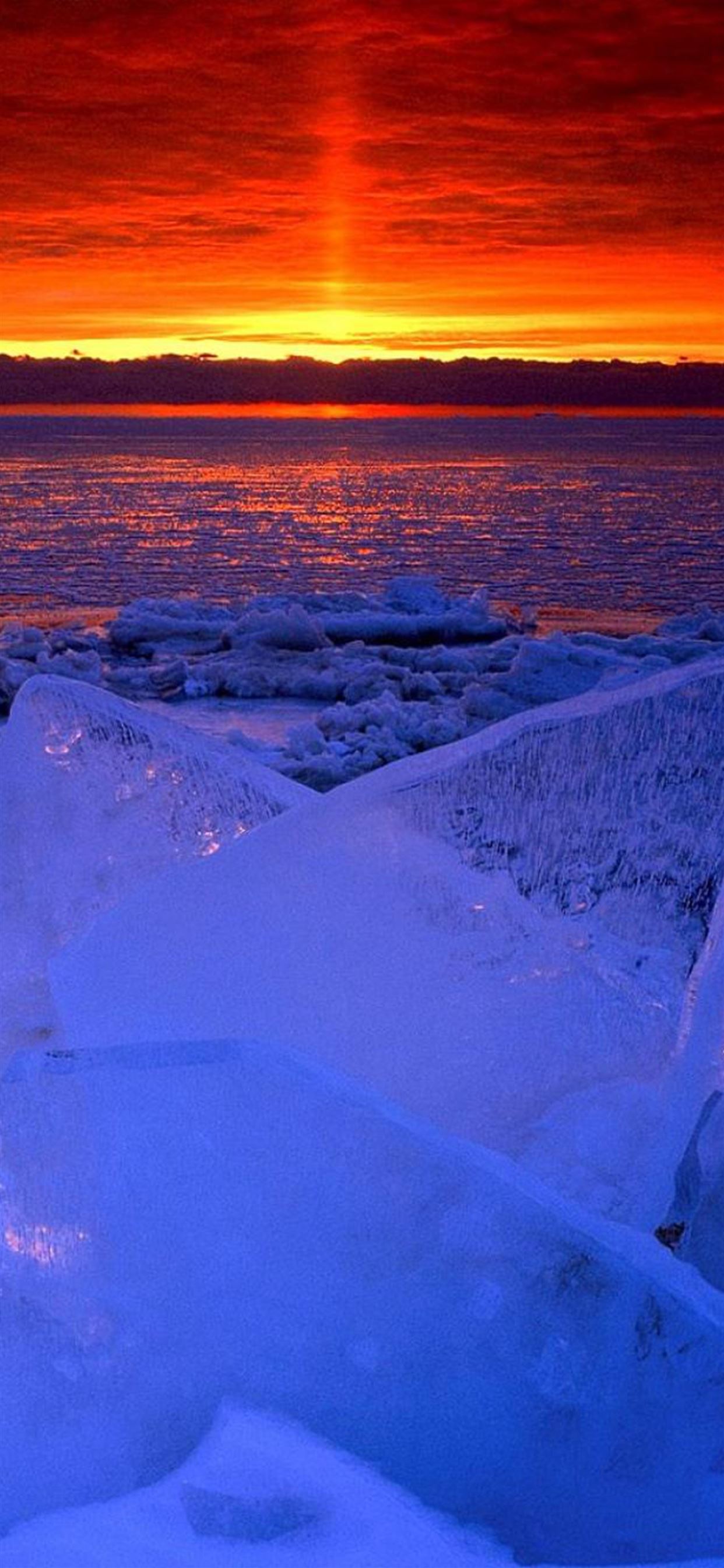 Nature Ocean Sunset Iceberg Glacier Landscape iPhone 11 Wallpaper Free Download