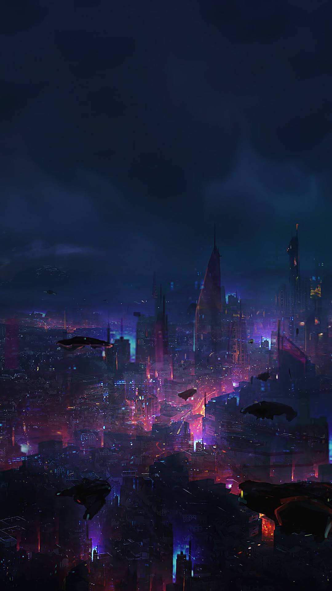 Cyberpunk City Night Scenery Sci Fi Phone IPhone 4K Wallpaper Free Download