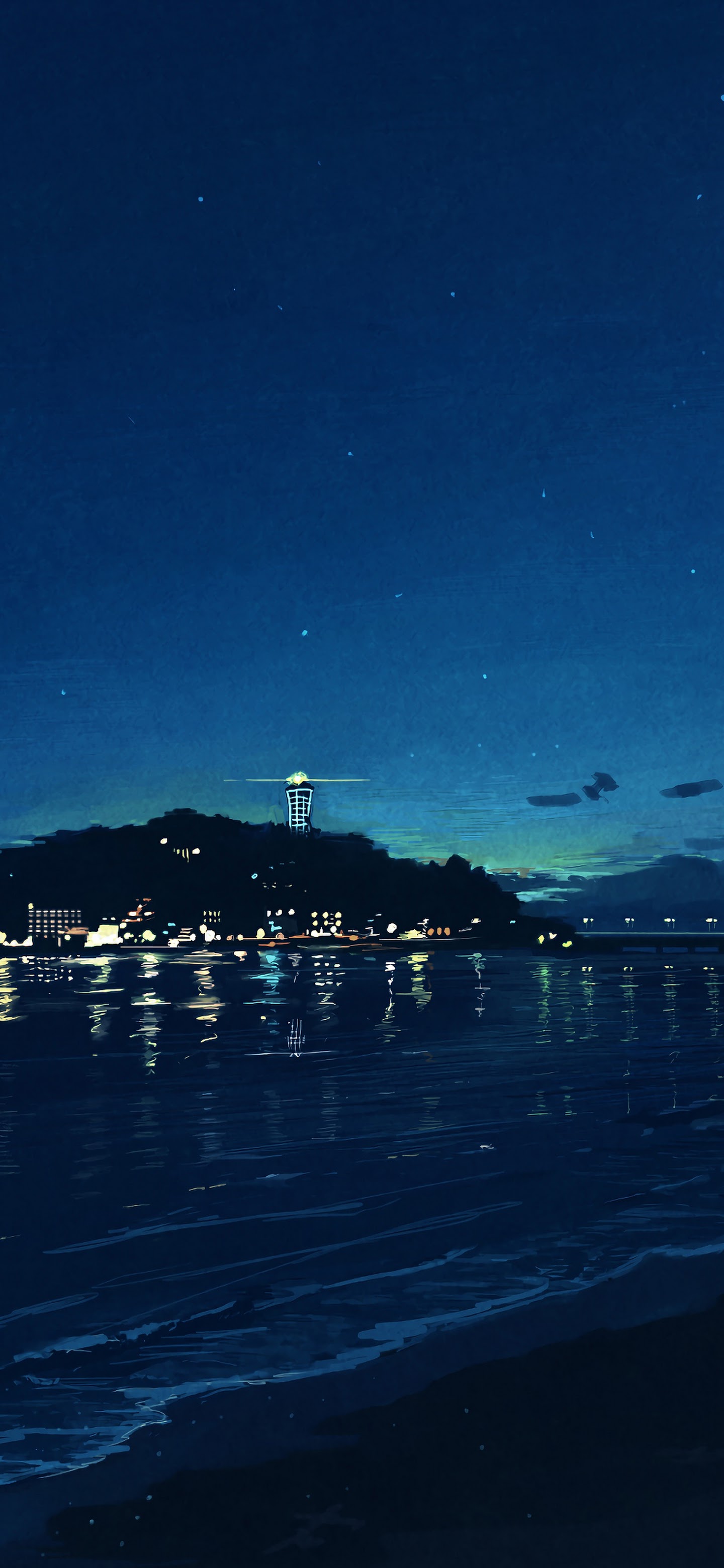 Night Beach Sky Anime 4K Wallpaper