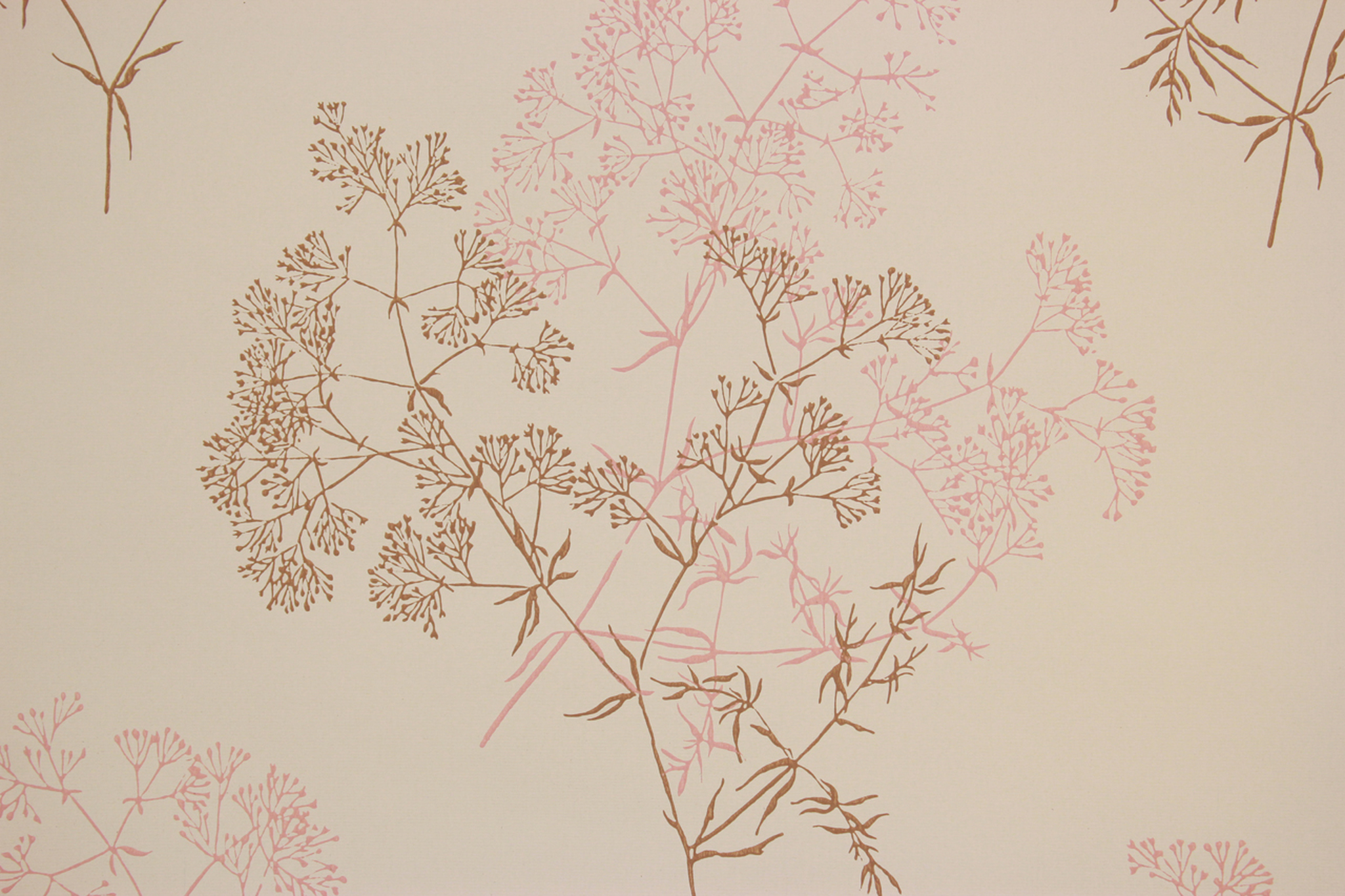 1960s Vintage Wallpaper Pink Brown Flowers on Beige's Vintage Wallpaper