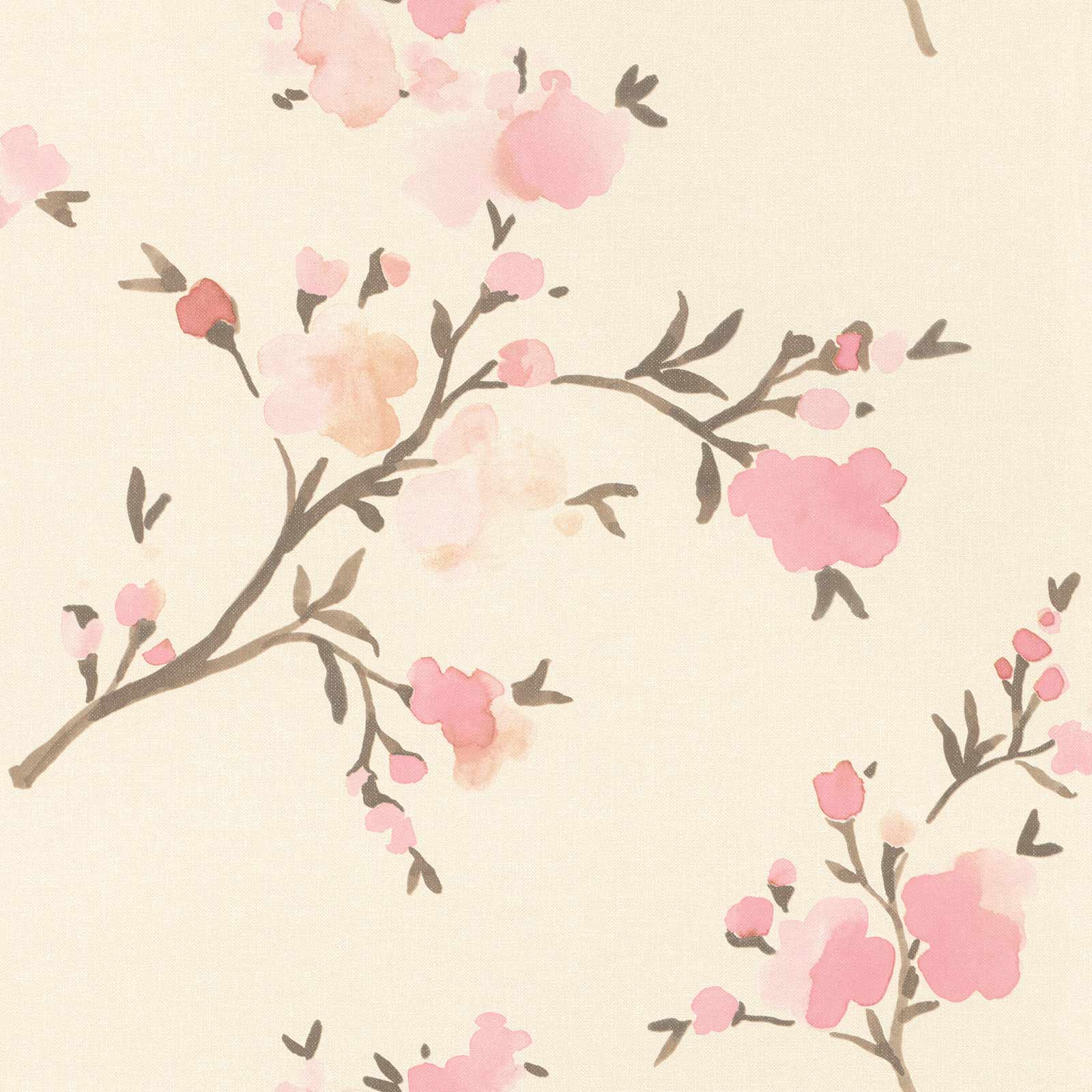 Non Woven Wallpaper Floral Watercolour Cream Pink 148716