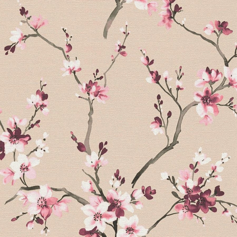 Beige And Pink Oriental Blossom Branches Wallpaper 38520 3