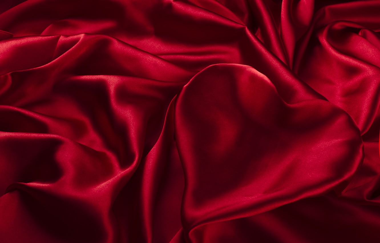 Wallpaper heart, texture, silk, fabric, red, folds, satin image for desktop, section текстуры