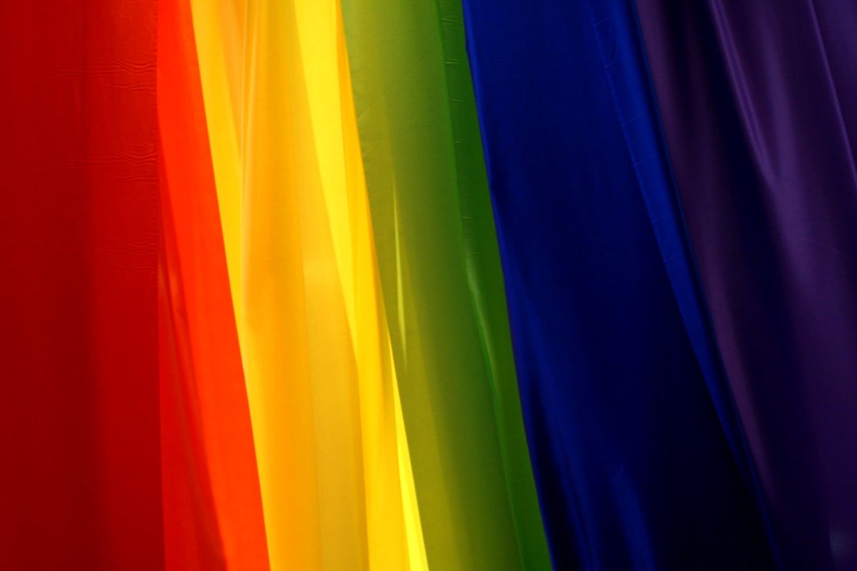 Laptop Rainbow Colors, Blue, Green background. Download TOP Free photo