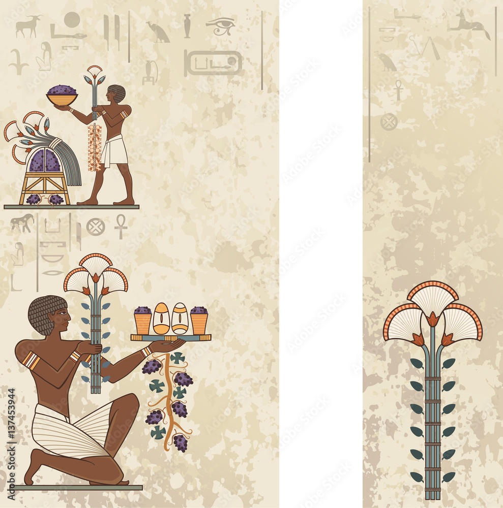 Ancient Egypt Banner Egyptian Culture Background Wall Mural. Wallpaper Murals Tansy