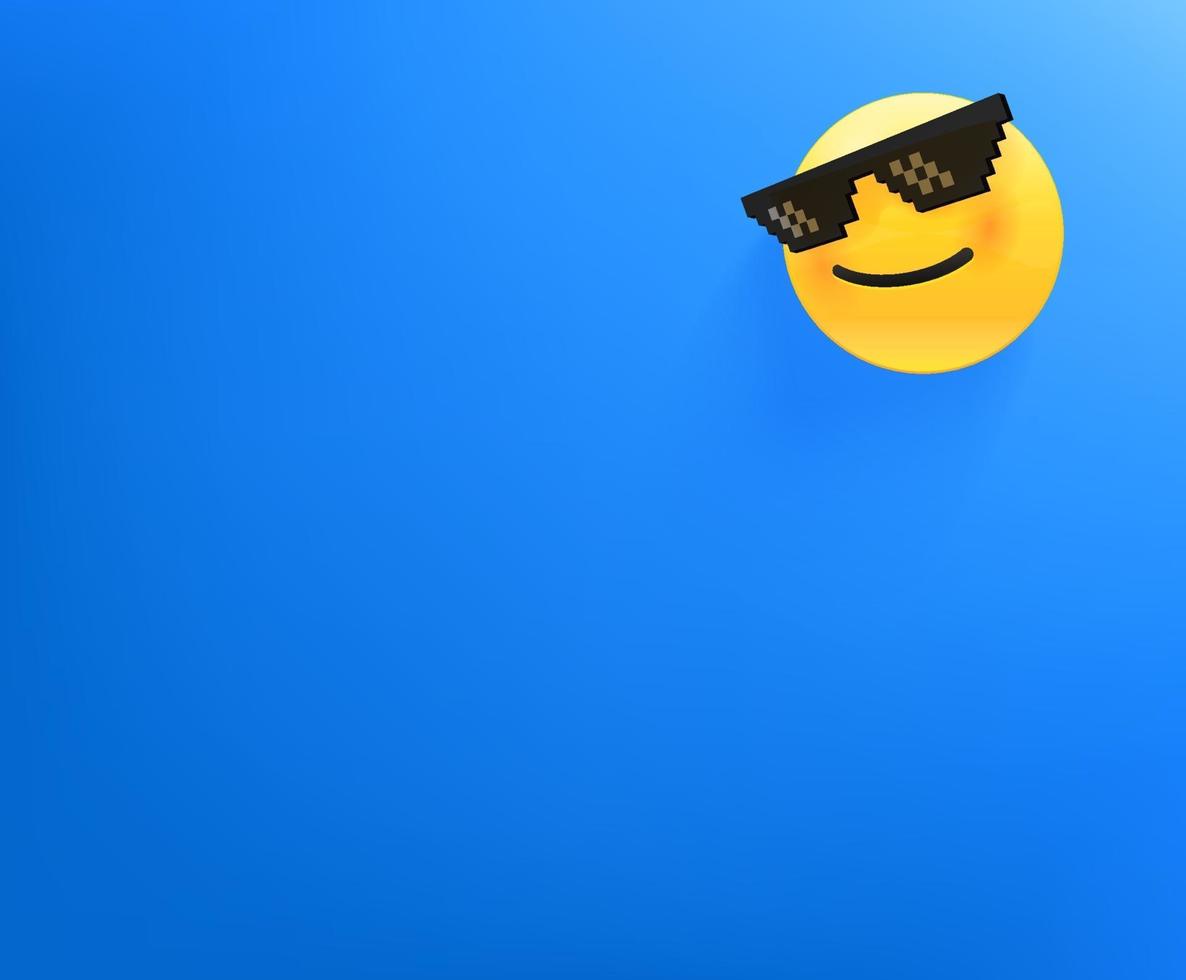 Vector wallpaper with smiling emoji. Background with copy space