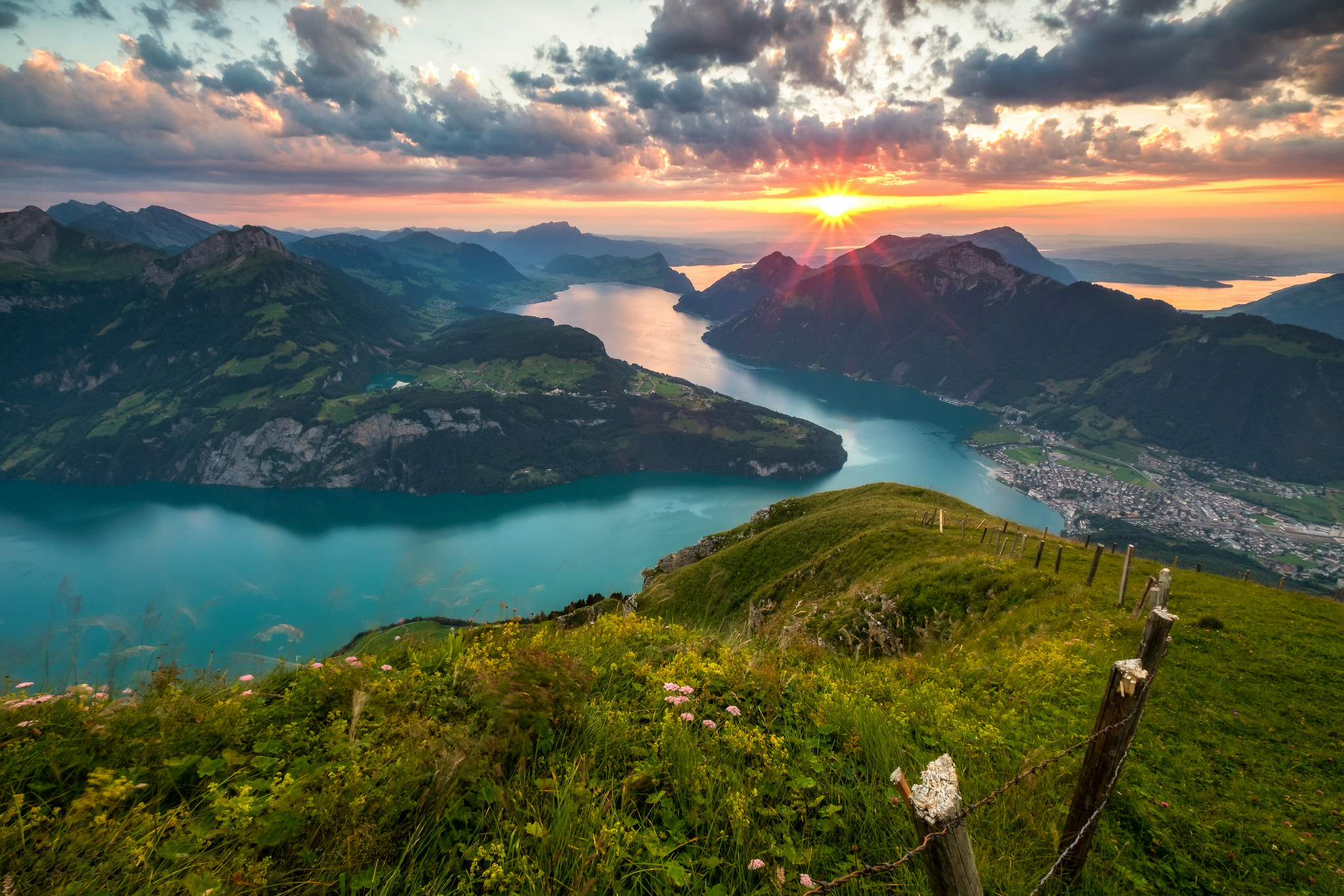 Swiss Mountain and Lake HD Wallpaper