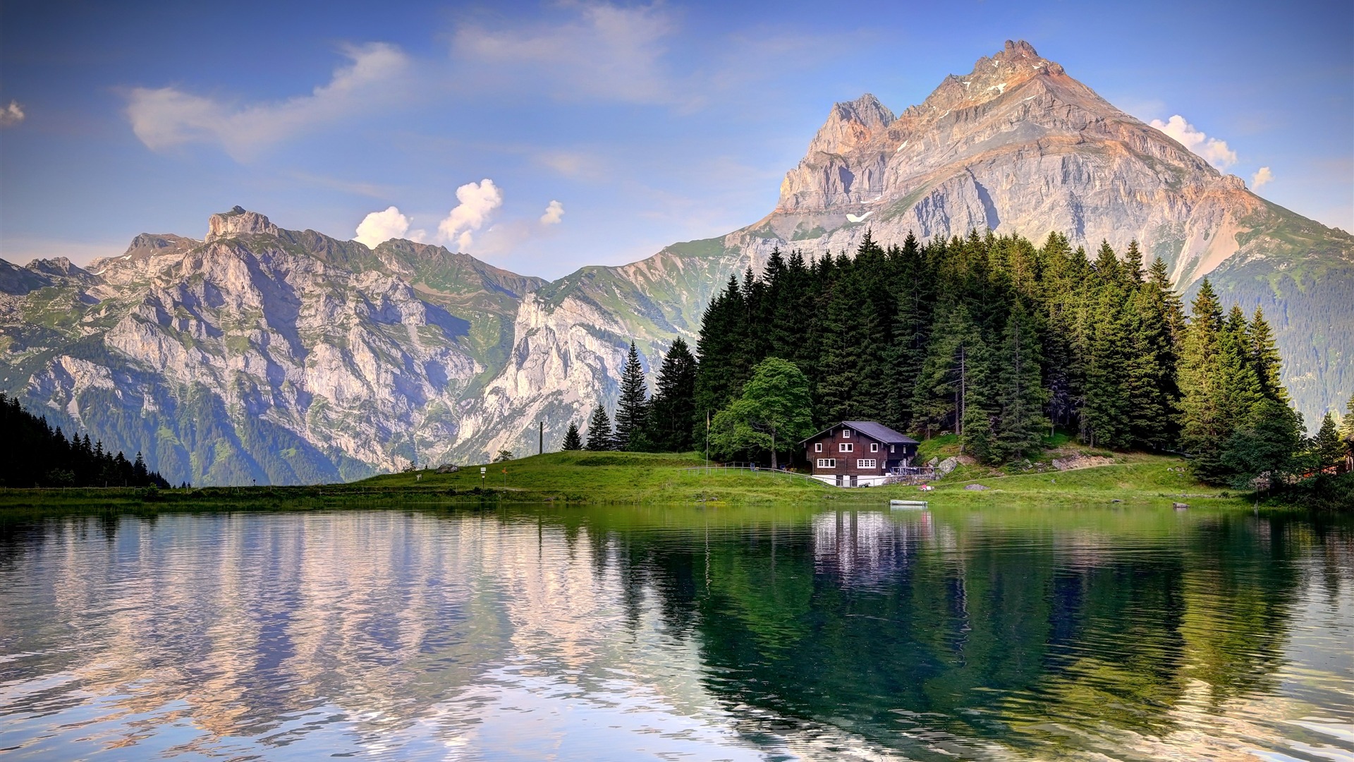 Swiss Alps Lake House 2020 Scenery HD Photogra