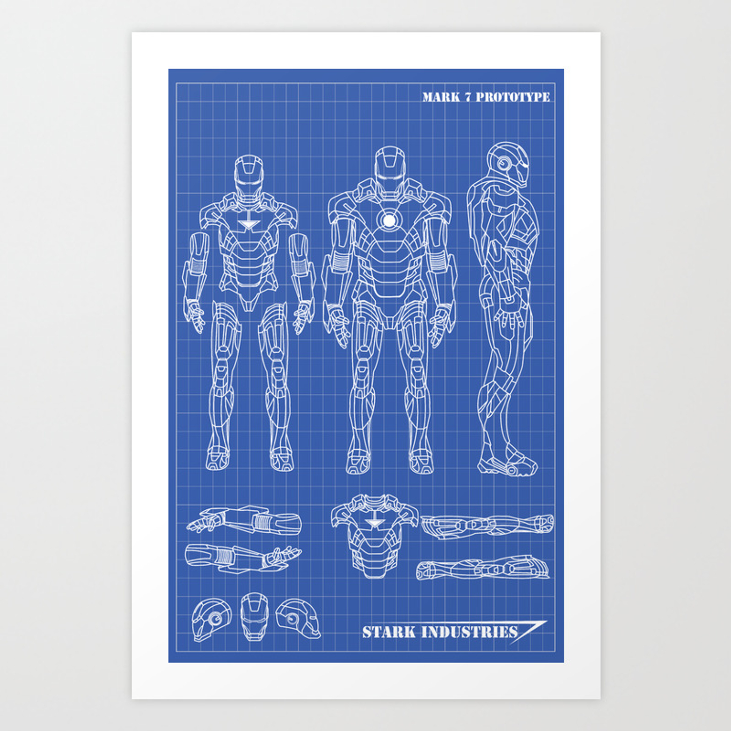 Iron Man mark 7 blueprints Art Print