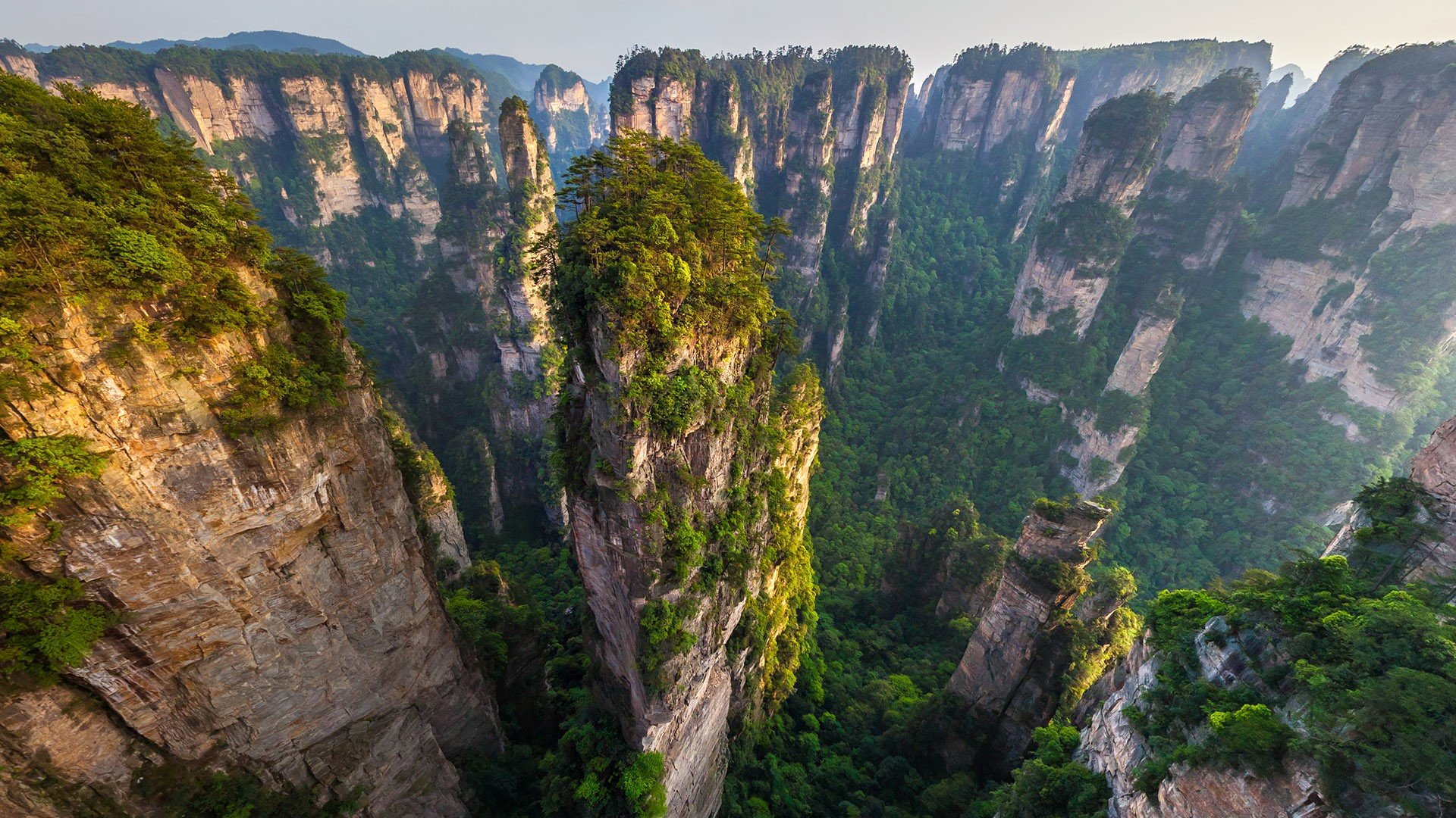 Aerial view of Avatar Mountains, Zhangjiajie National Forest Park, China. Windows 10 Spotlight Image