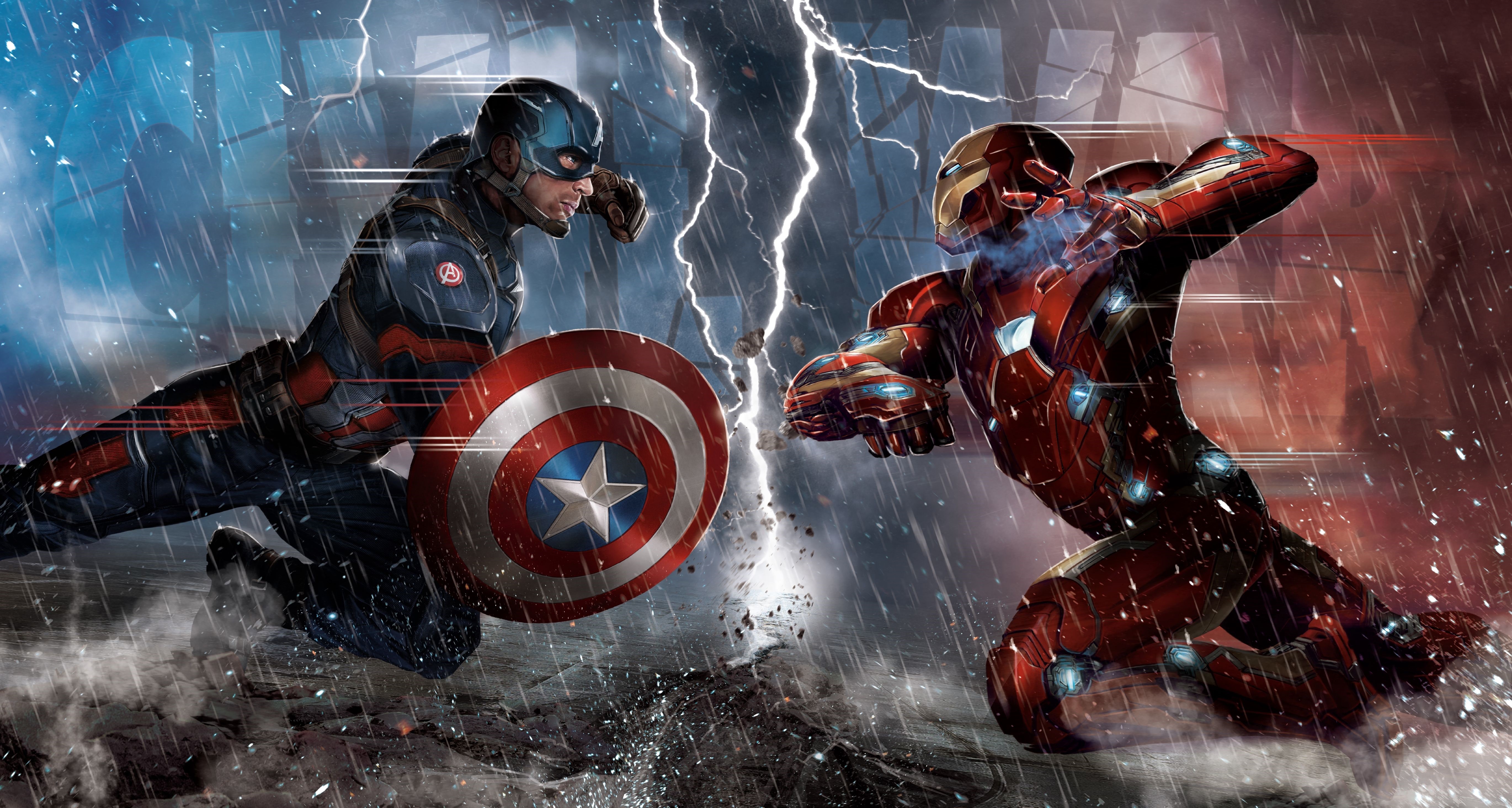 Captain America Iron Man The Avengers Marvel Comics Wallpaper:5480x2927