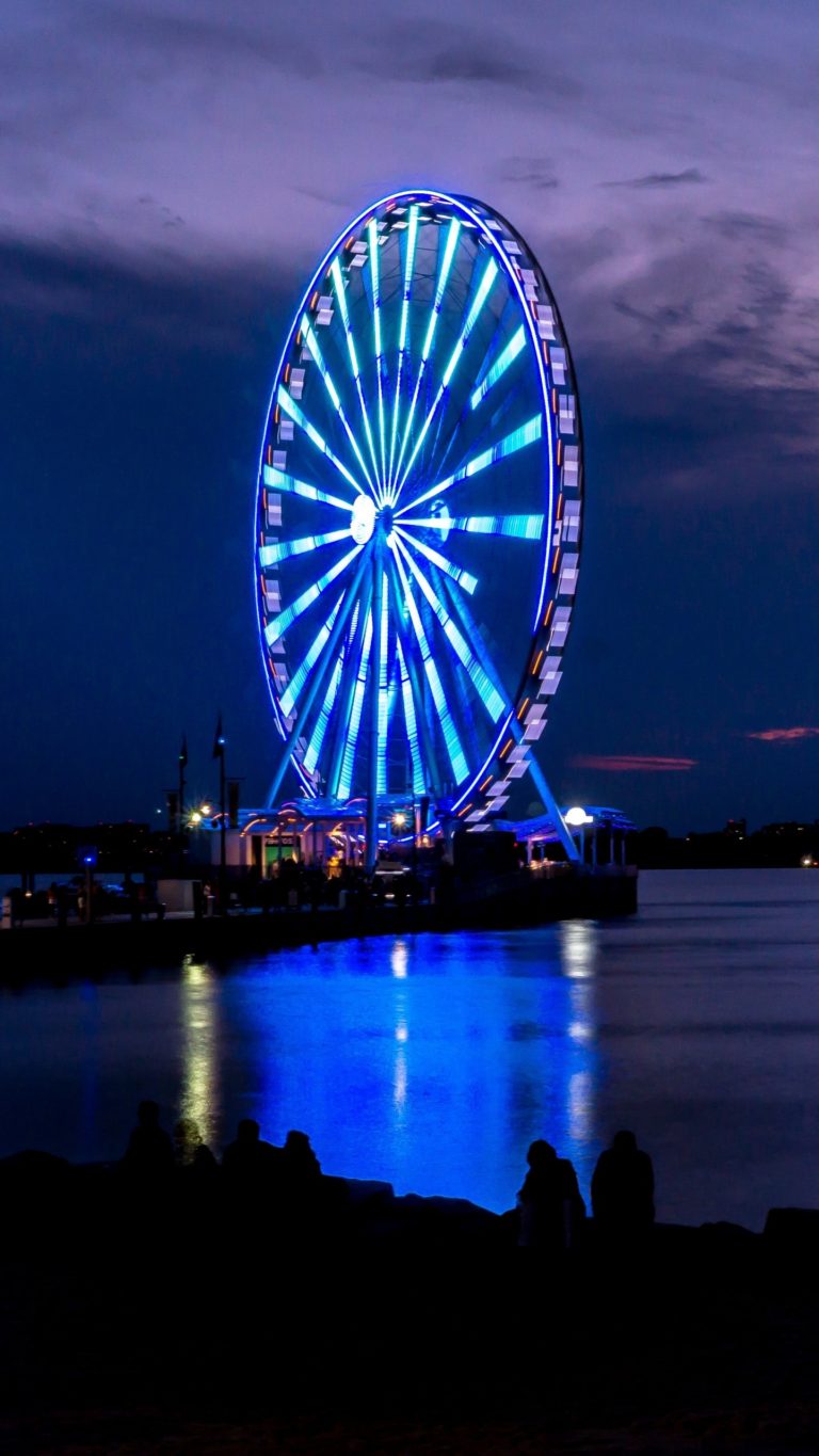 Ferris Wheel Night Shore Wallpaper - [1440x2560]