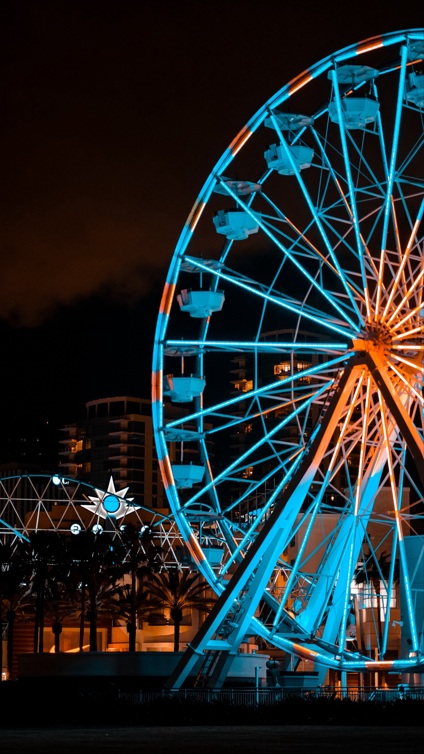 Wallpaper Ferris Wheel, Attraction, Lights, Illumination