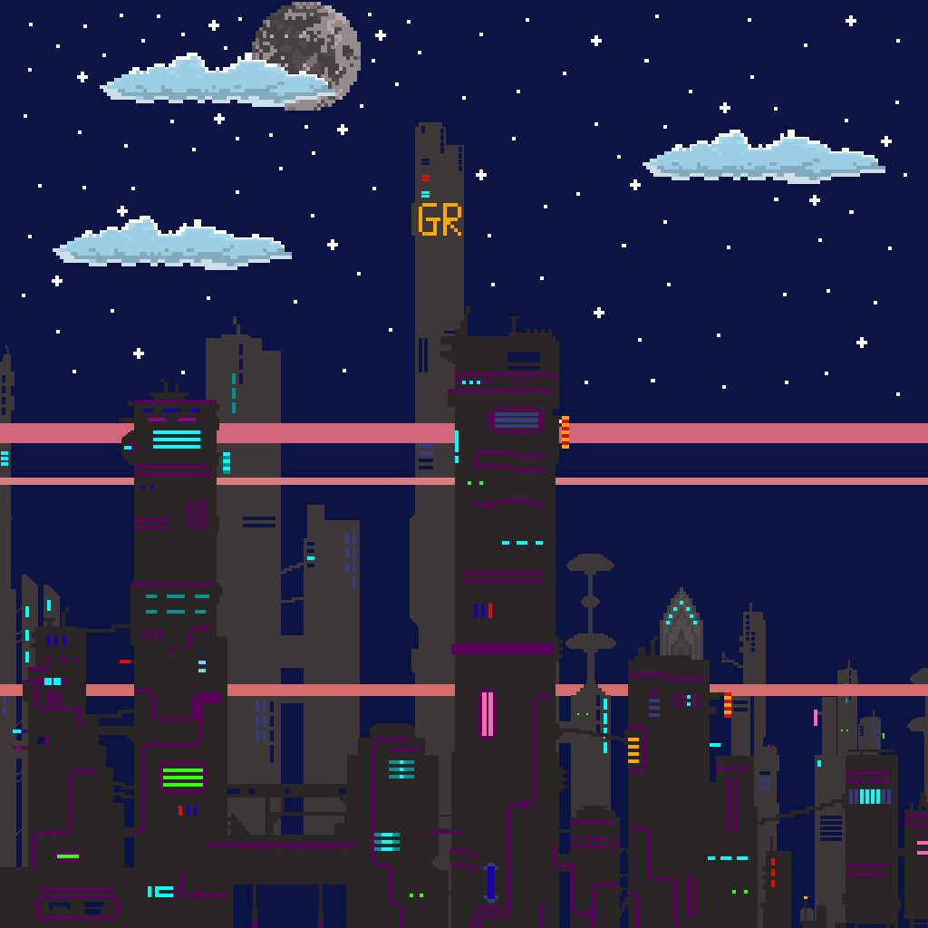 Futuristic City Pixel Background