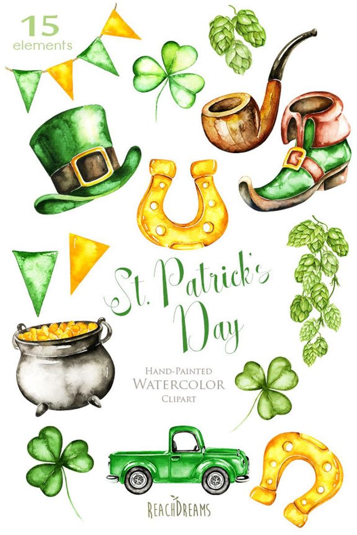 St. Patricks Day Watercolor Saint Patrick's Day Сlipart. Etsy UK. St patricks day clipart, St patricks day wallpaper, Shamrock clipart