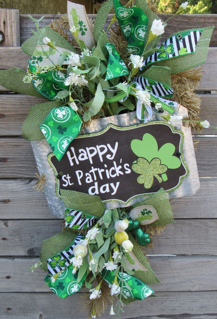 St. Patrick's Day Wreath Shamrock Door Decor Happy St. Etsy. Clover wreath, St patrick's day decorations, Door decorations