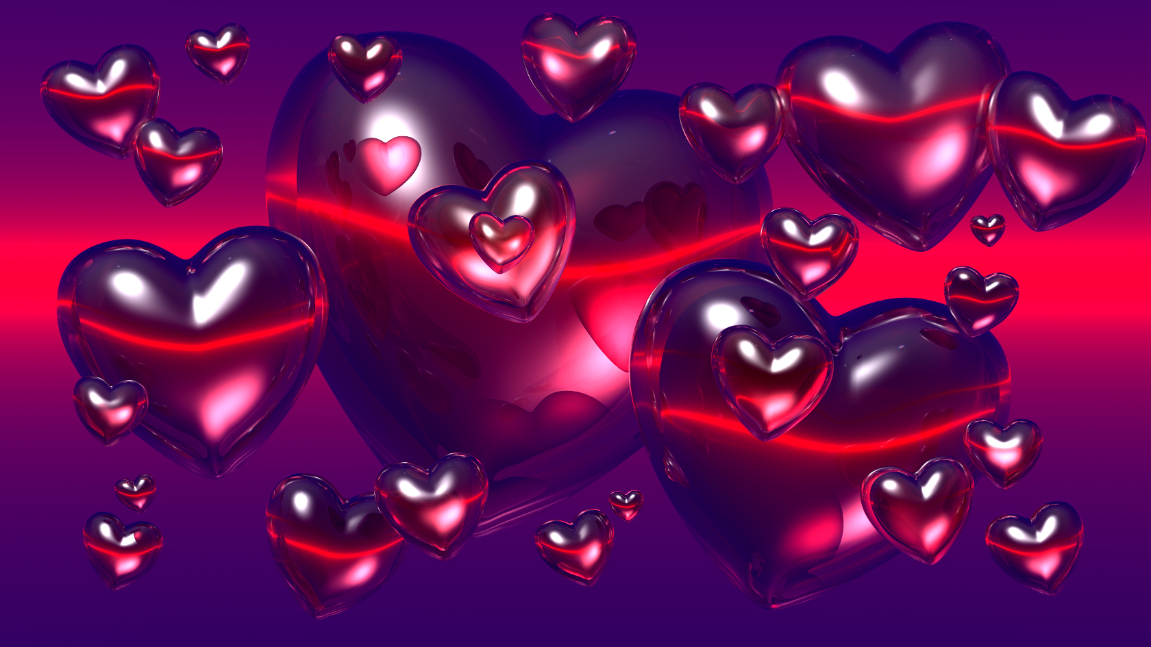 3D Glass Hearts