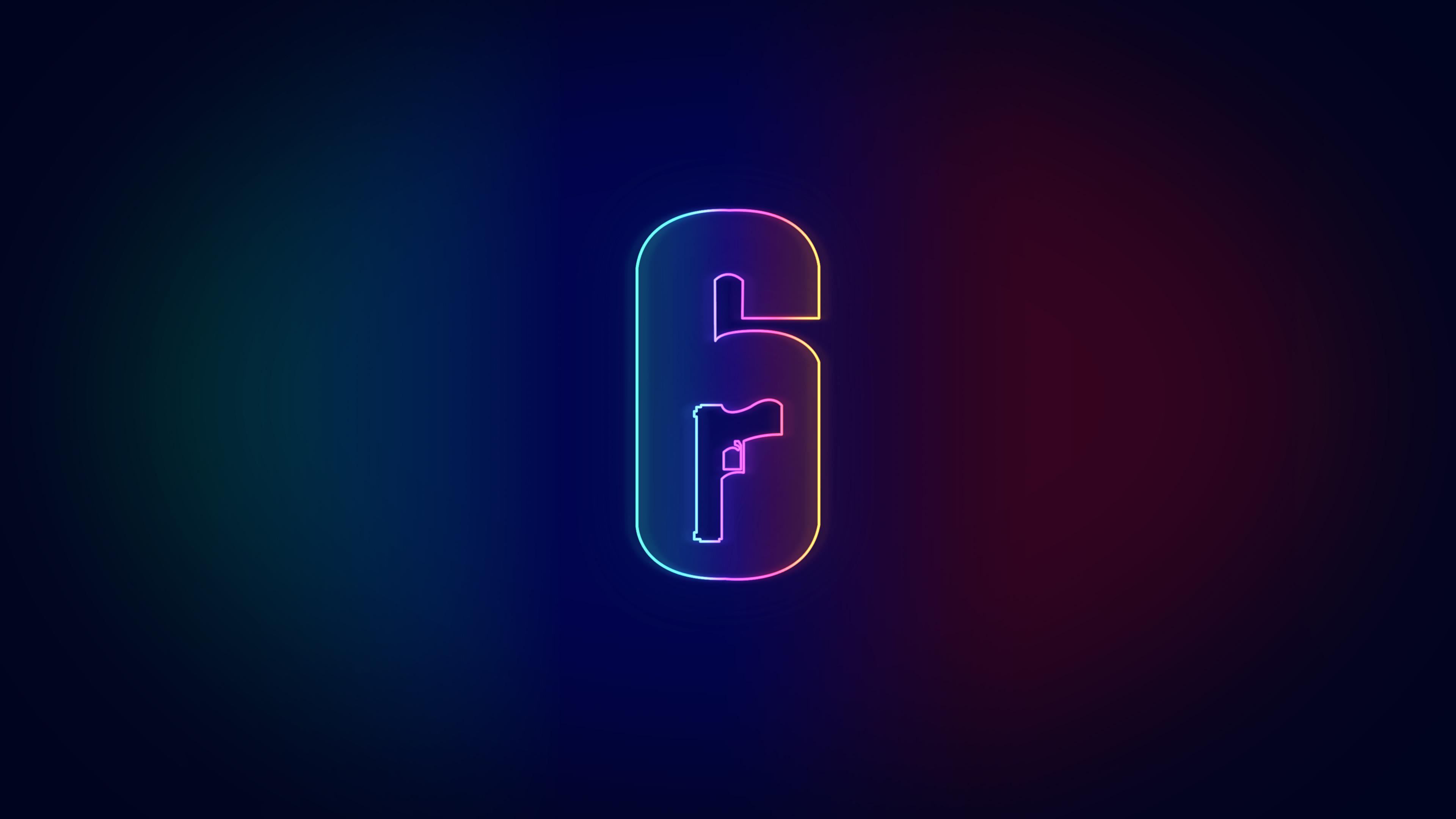 Neon Rainbow 6 Logo wallpaper [3840 x 2160]