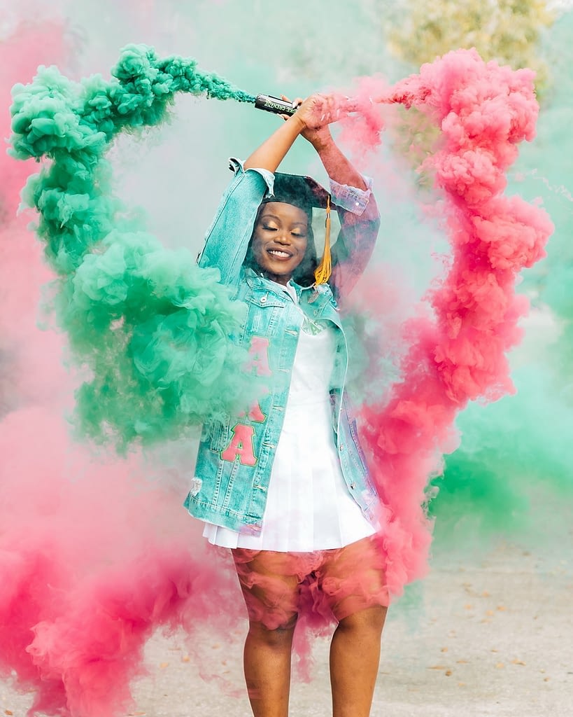 Color smoke for Graduation Picture