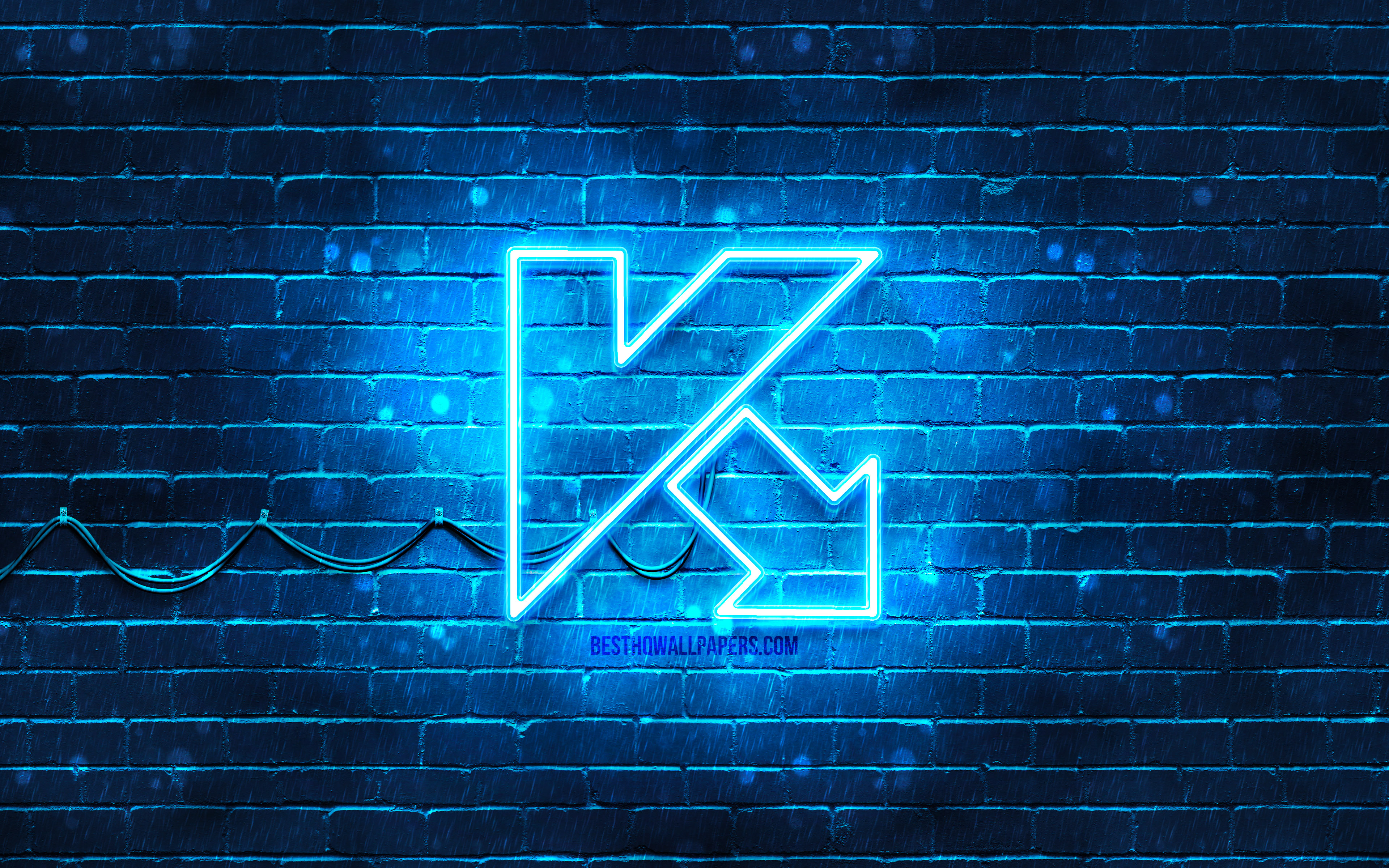 Download wallpaper Kaspersky blue logo, 4k, blue brickwall, Kaspersky logo, antivirus software, Kaspersky neon logo, Kaspersky for desktop with resolution 3840x2400. High Quality HD picture wallpaper