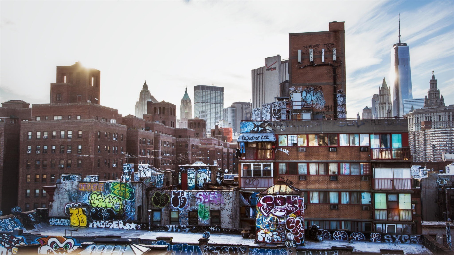 Wallpaper New York, Usa, City, Skyscrapers, Graffiti