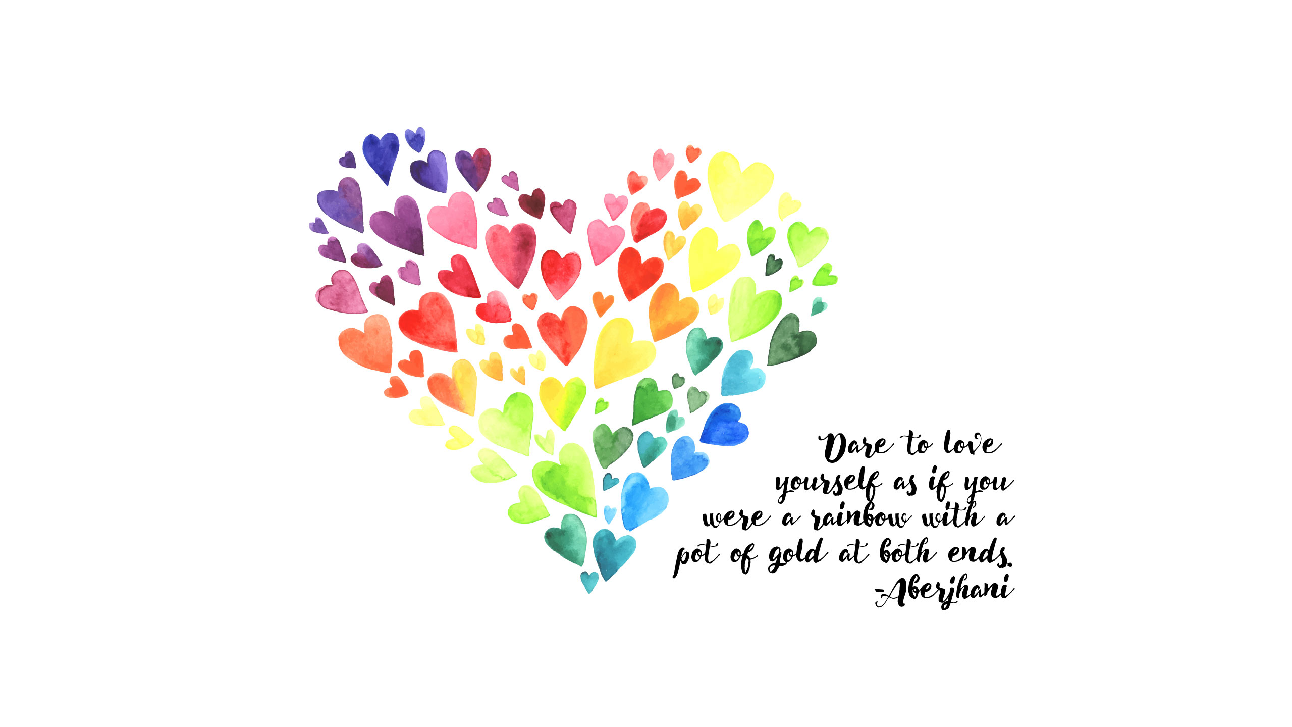 Rainbow Hearts Digital Wallpaper