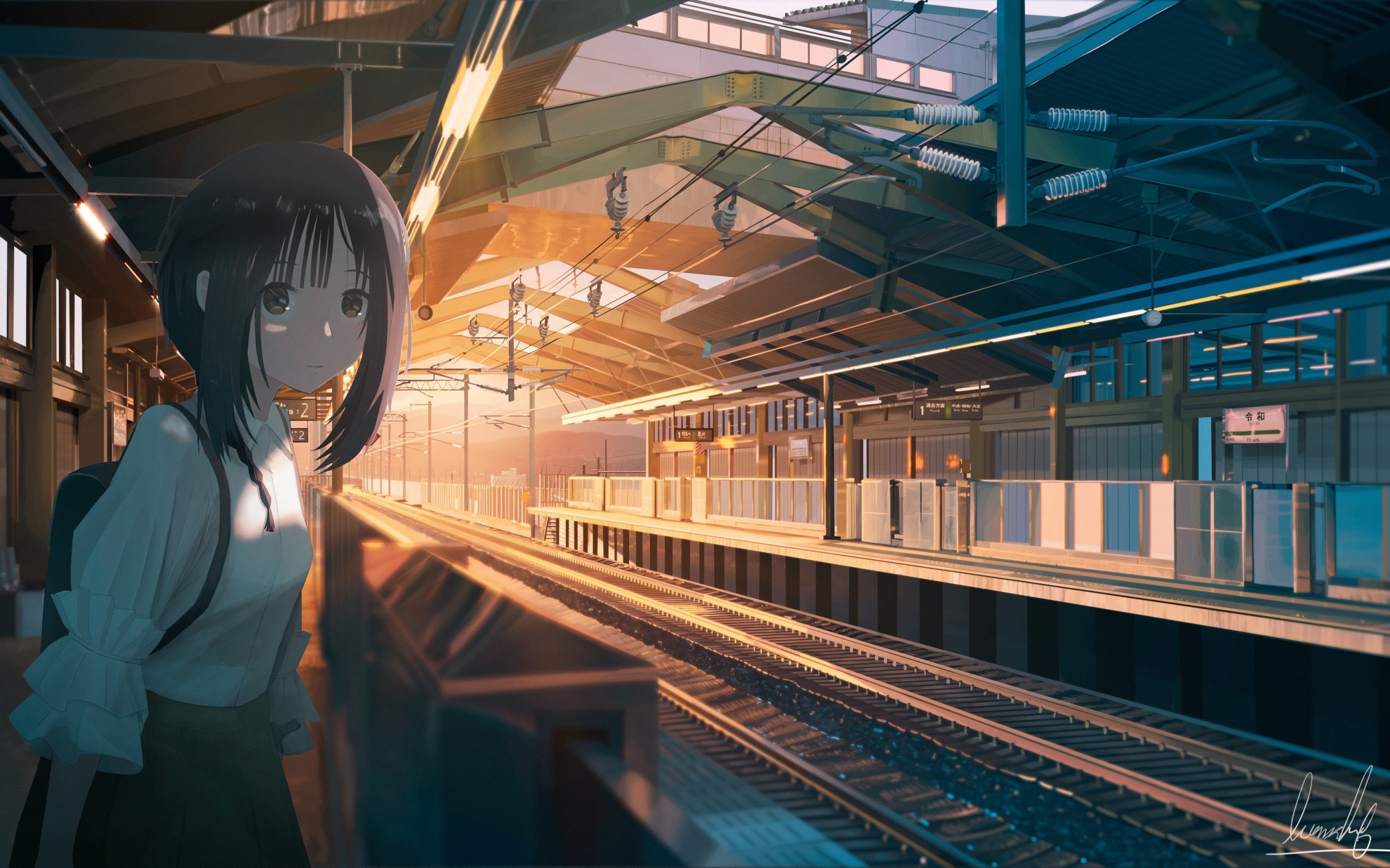 Anime Scenery, Train Station, Girl, School Uniform, Wallpaper HD Wallpaper & Background Download