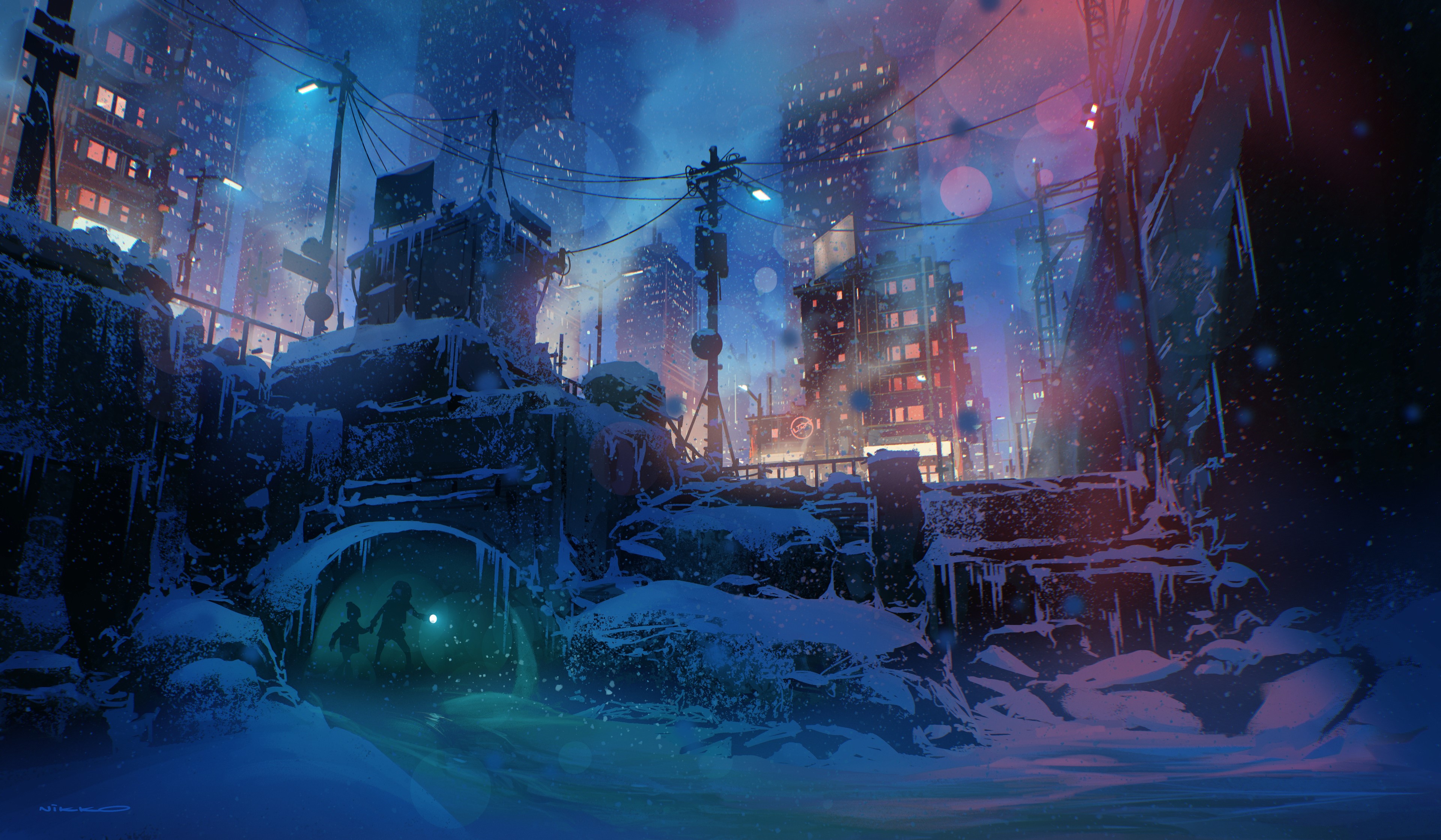 Free download 431422 4K Nikolai Lockertsen snowflakes digital art winter [3840x2240] for your Desktop, Mobile & Tablet. Explore Anime Winter City Wallpaper. City Winter Wallpaper, Winter Anime Wallpaper, New