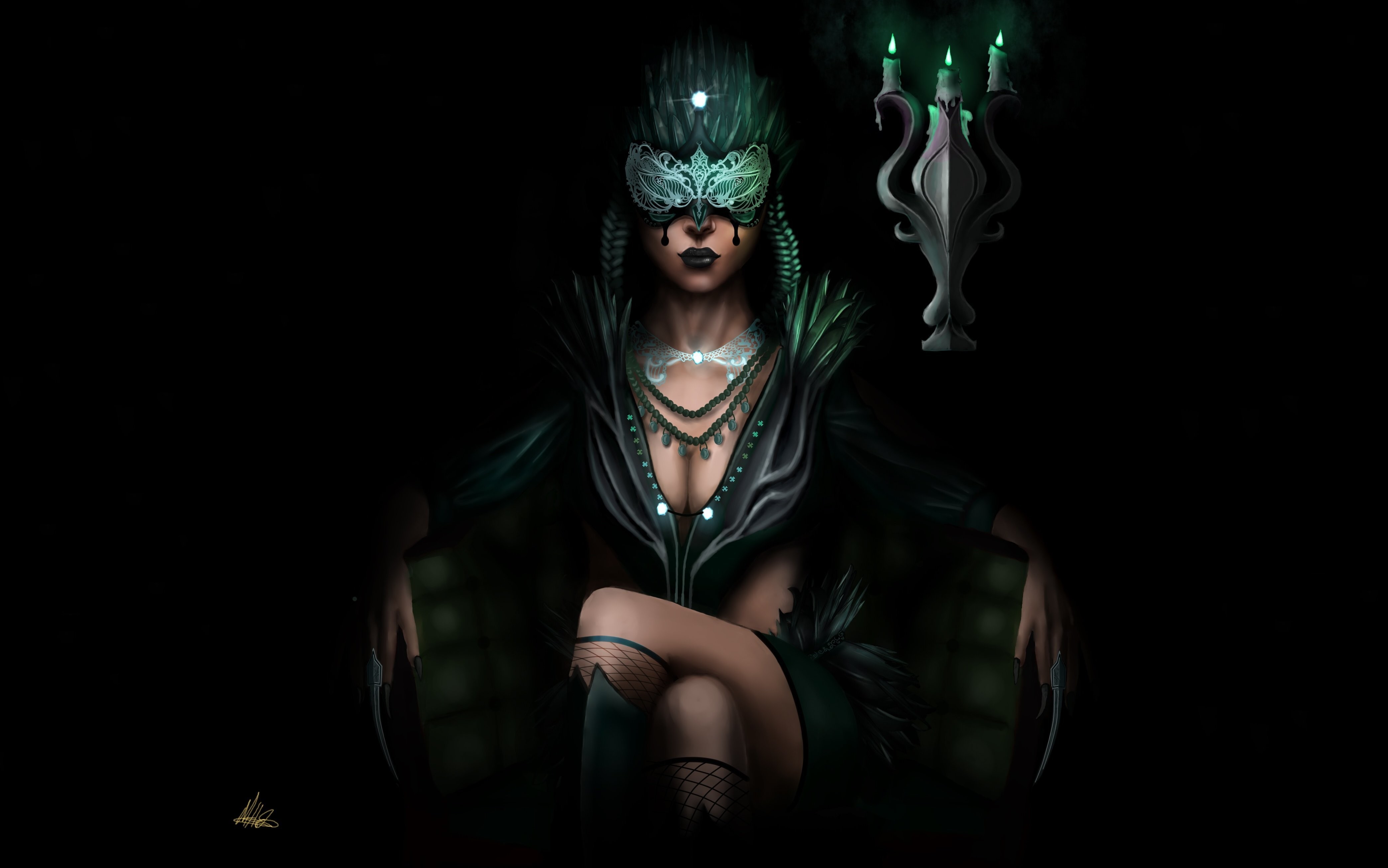 women, Fantasy art, Artwork, Dark, Mask Wallpaper HD / Desktop and Mobile Background