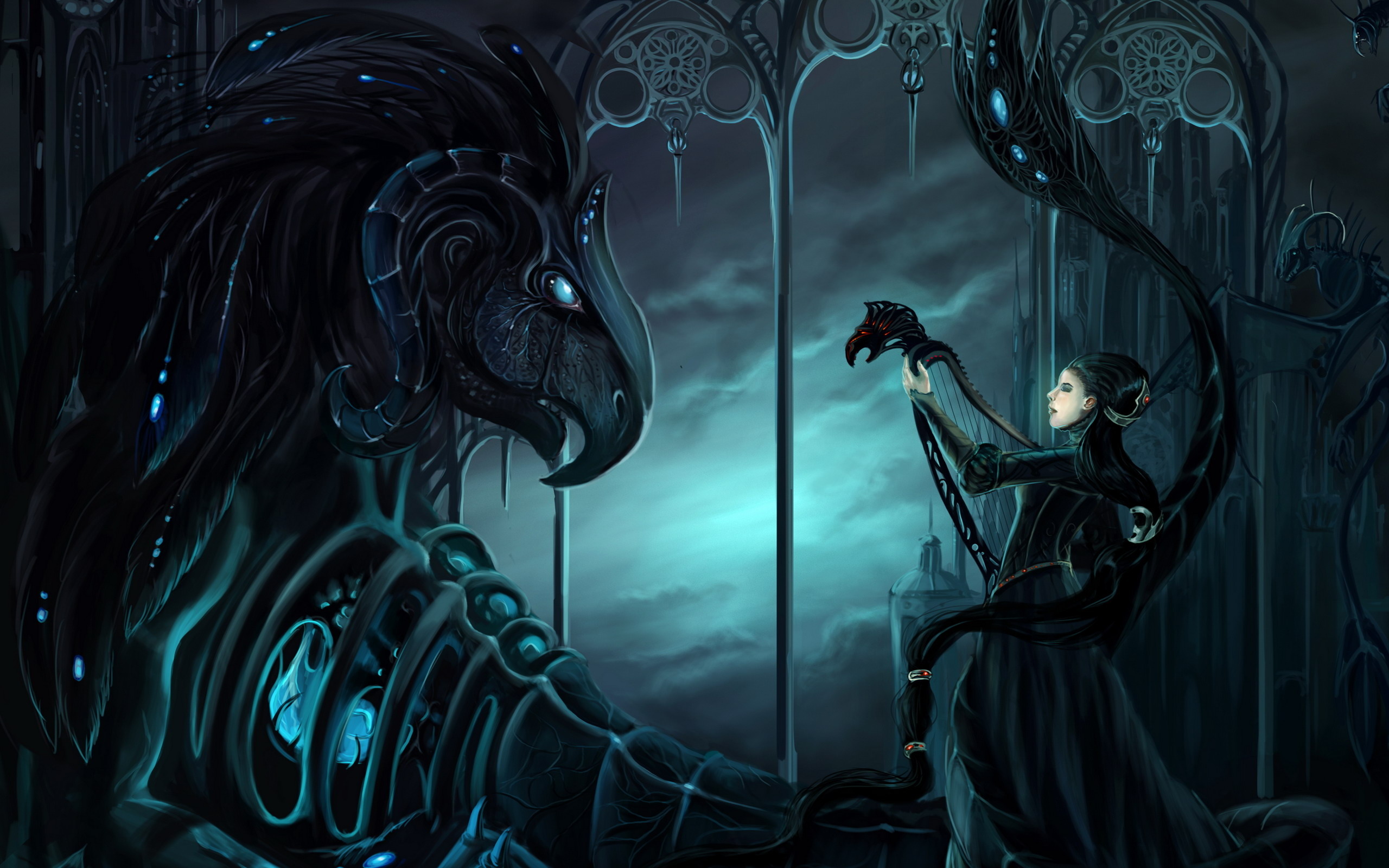 gothic, Fantasy, Art, Dark, Mech, Dragons, Women, Females, Mood Wallpaper HD / Desktop and Mobile Background