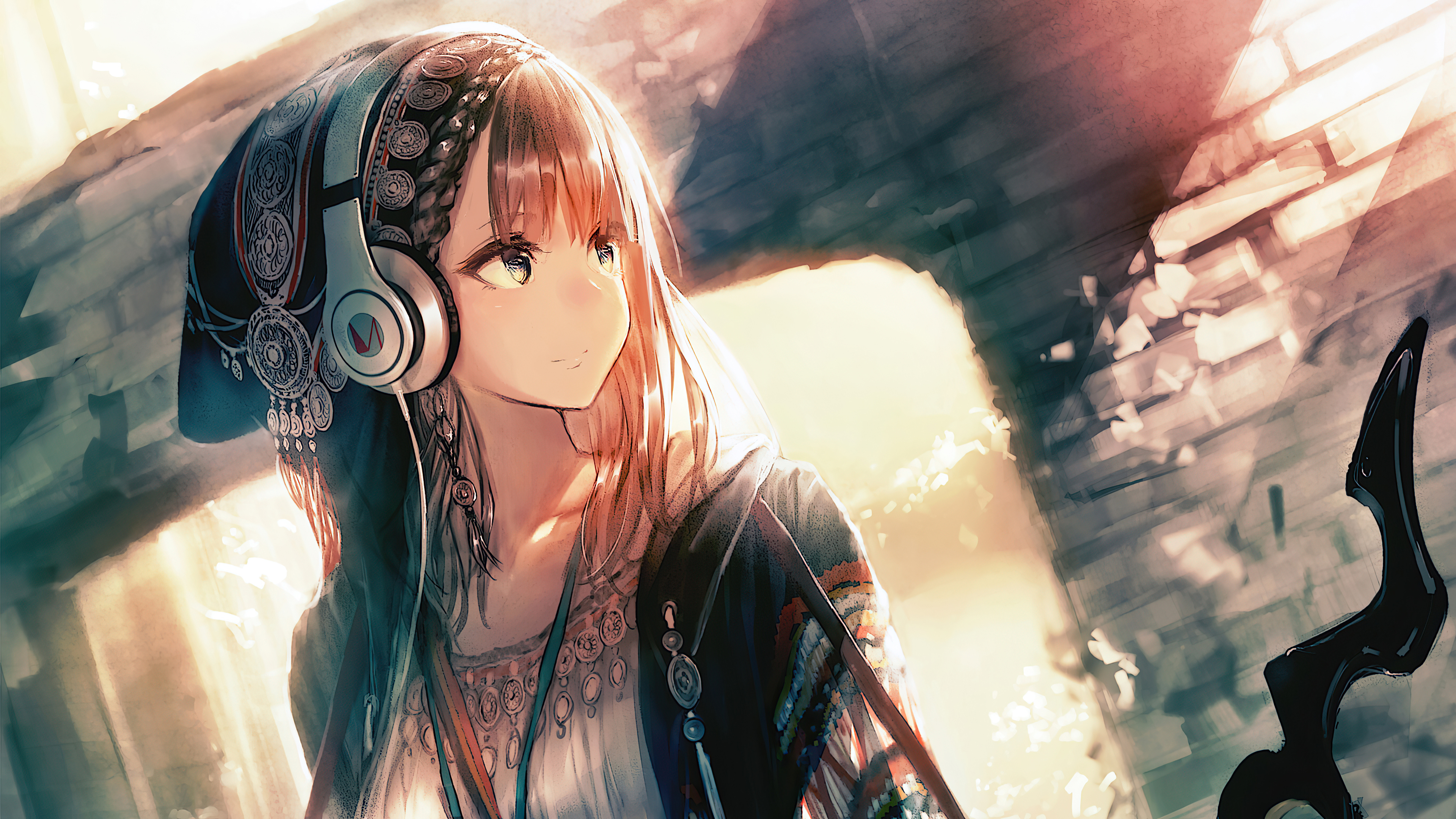 Free background desktop, hd wallpaper girl, hood, hairpin, buildings, anime,  background hd for pc in 2023