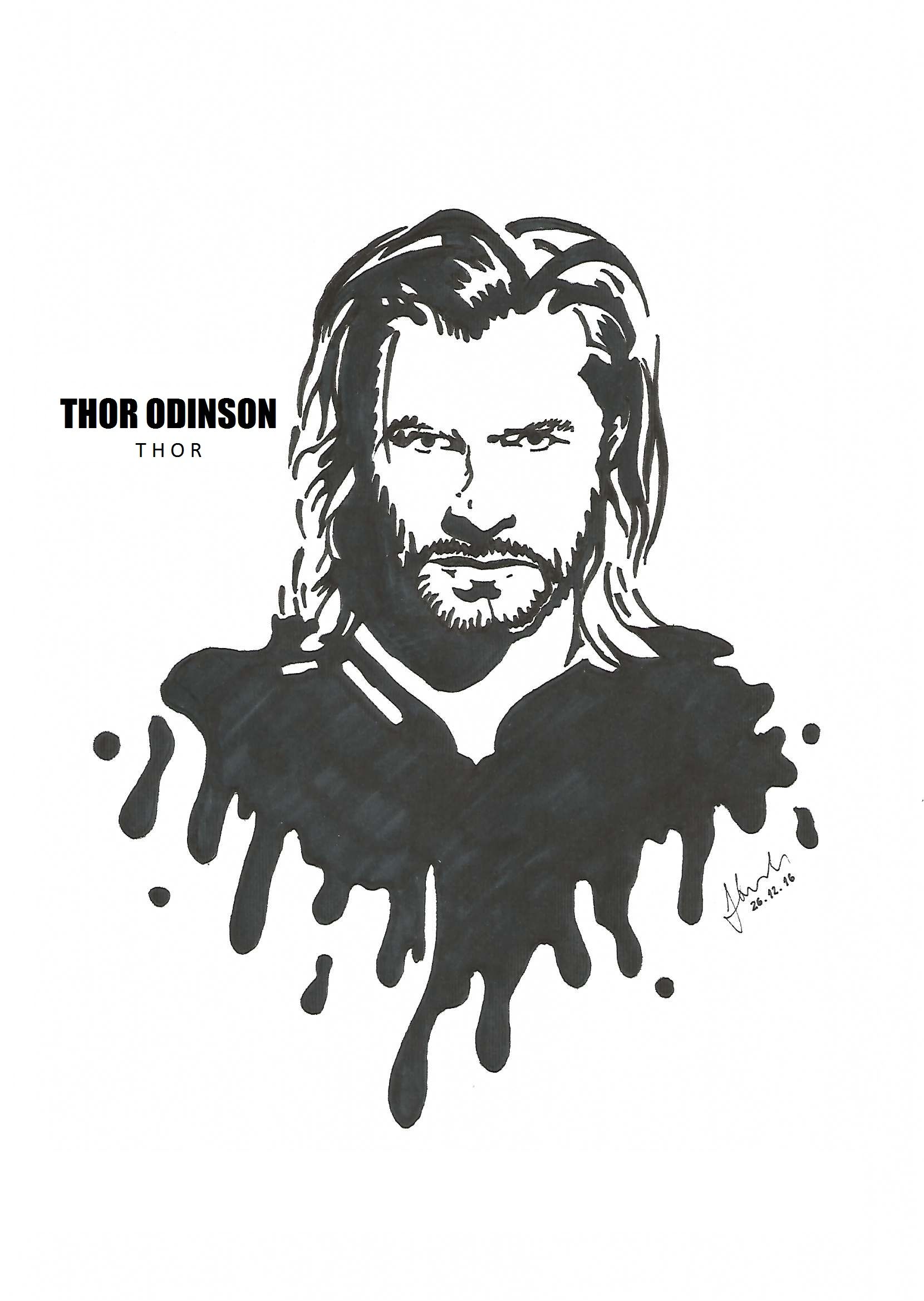 Thor Drawing, Pencil, Sketch, Colorful, Realistic Art Image