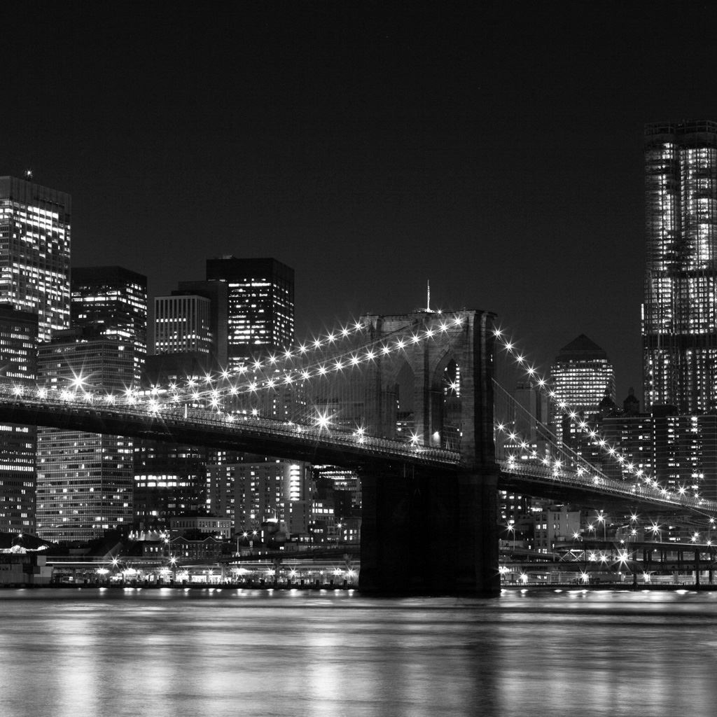 Nature Night Dark Brooklyn Bridge iPad Wallpaper Free Download