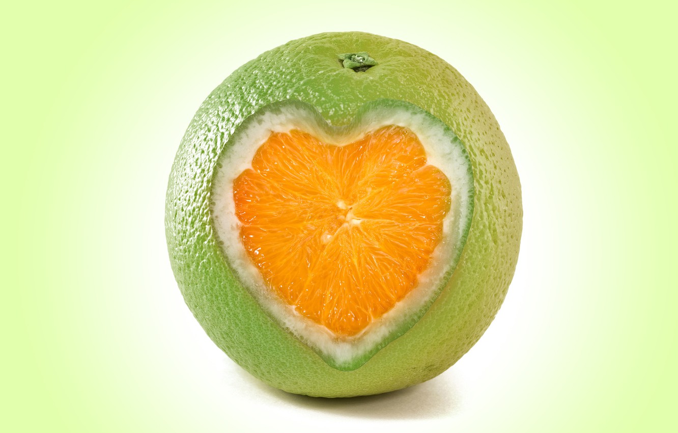 Wallpaper rendering, heart, orange, heart, fruit, orange image for desktop, section рендеринг