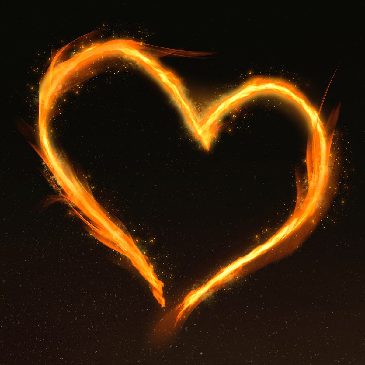 Orange heart shaped fire frame