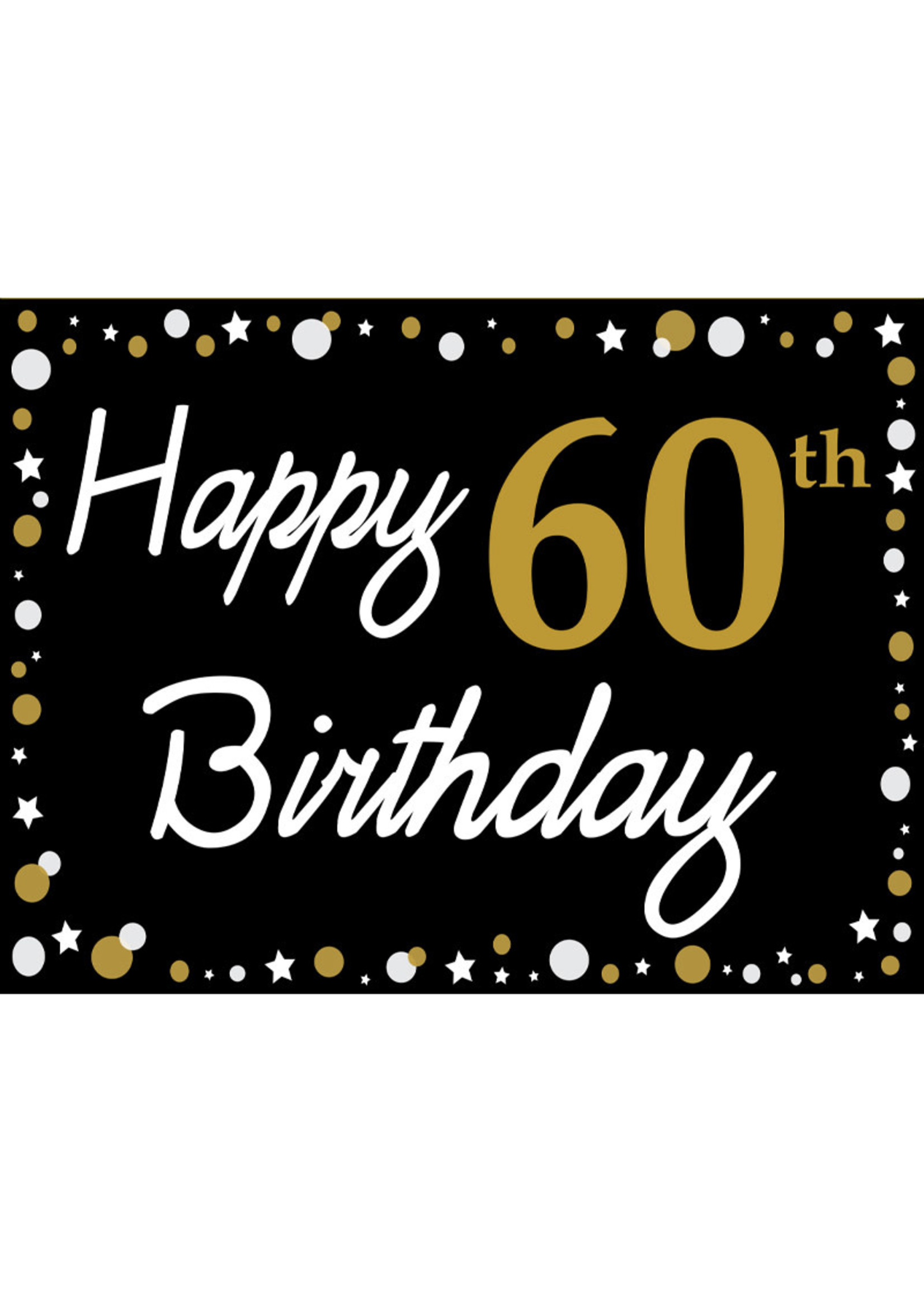 Happy 60th Birthday, Gold & White Yard Sign On!