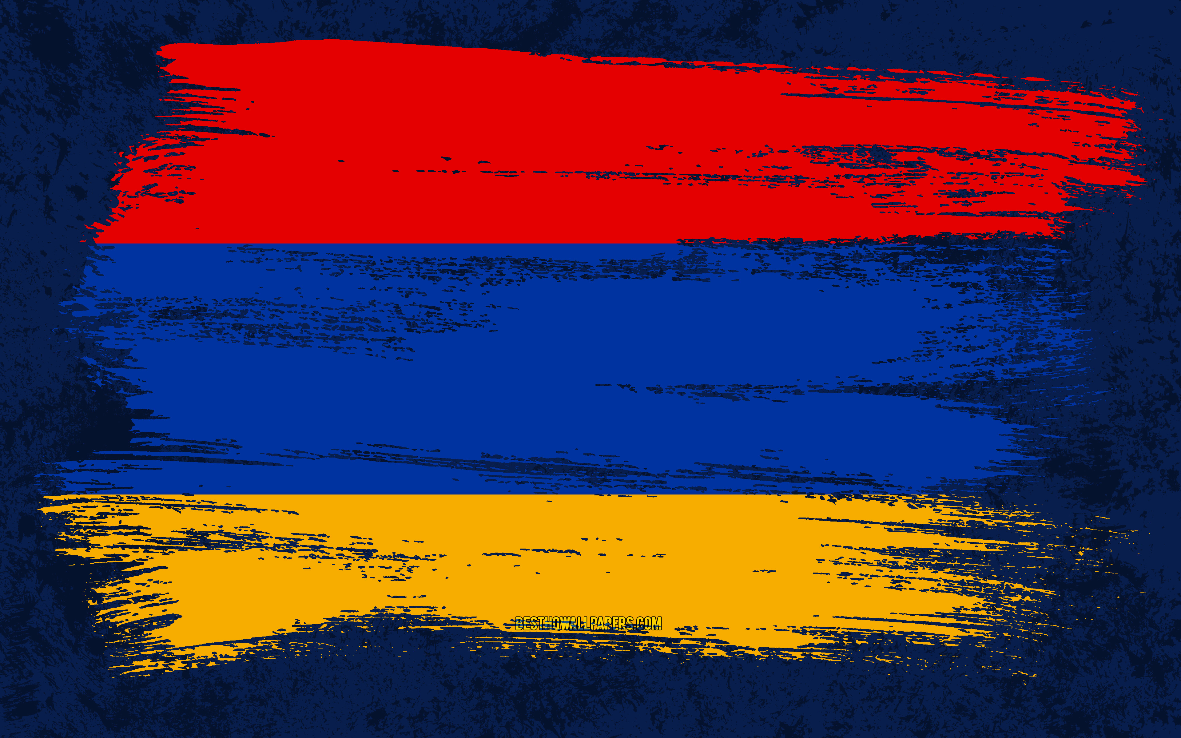 Download wallpaper 4k, Flag of Armenia, grunge flags, Asian countries, national symbols, brush stroke, Armenian flag, grunge art, Armenia flag, Asia, Armenia for desktop with resolution 3840x2400. High Quality HD picture wallpaper