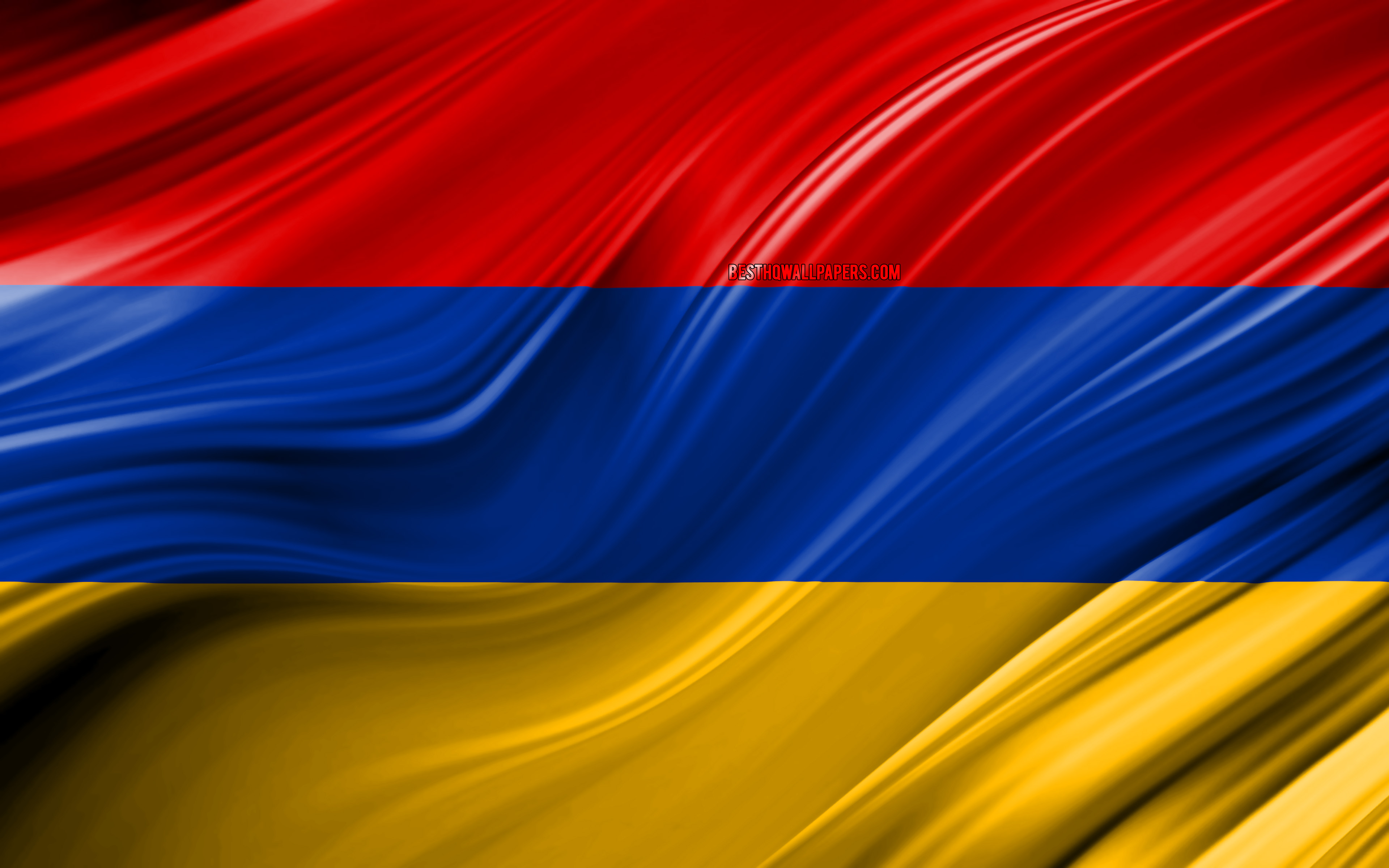 Download wallpaper 4k, Armenian flag, Asian countries, 3D waves, Flag of Armenia, national symbols, Armenia 3D flag, art, Asia, Armenia for desktop with resolution 3840x2400. High Quality HD picture wallpaper
