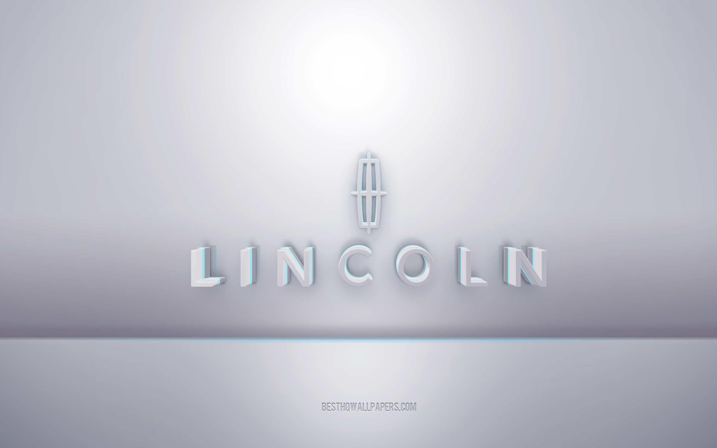 Download wallpaper Lincoln 3D white logo, gray background, Lincoln logo, creative 3D art, Lincoln, 3D emblem for desktop with resolution 2880x1800. High Quality HD picture wallpaper