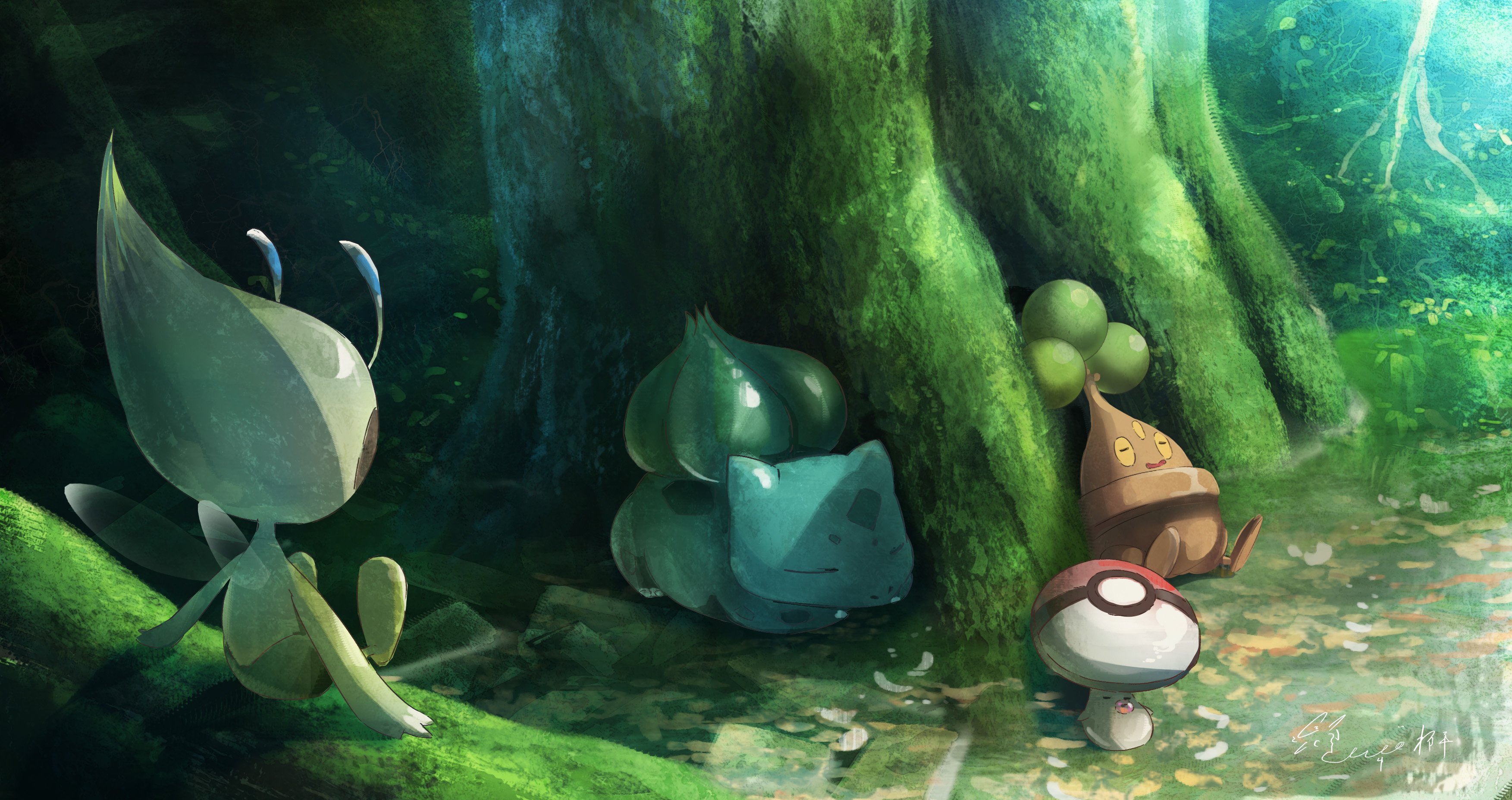 Pokemon Napping in the Forest by まんぷくア HD Wallpaper