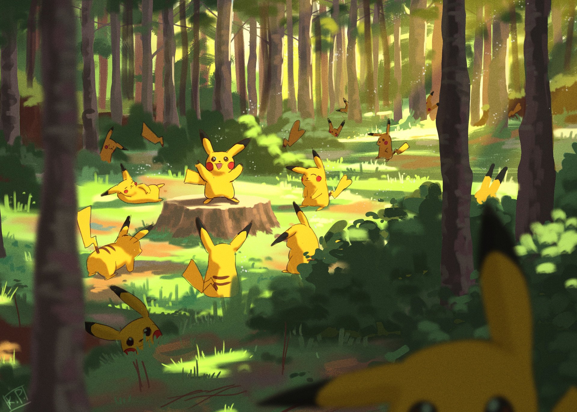Pikachu Forest by Kyra P. HD Wallpaper