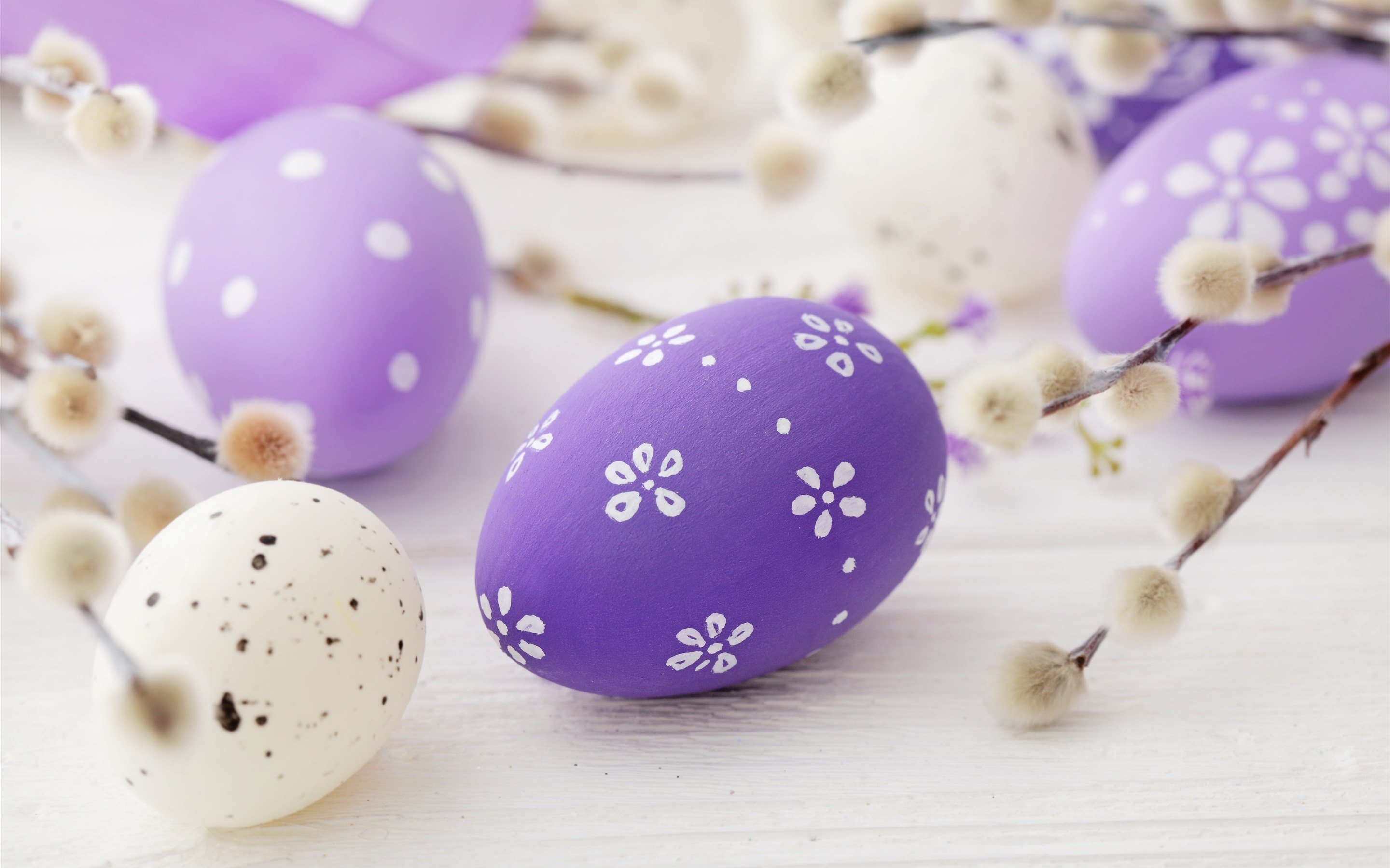 Wallpaper Purple Easter eggs, festival, twigs 7680x4320 UHD 8K Picture, Image