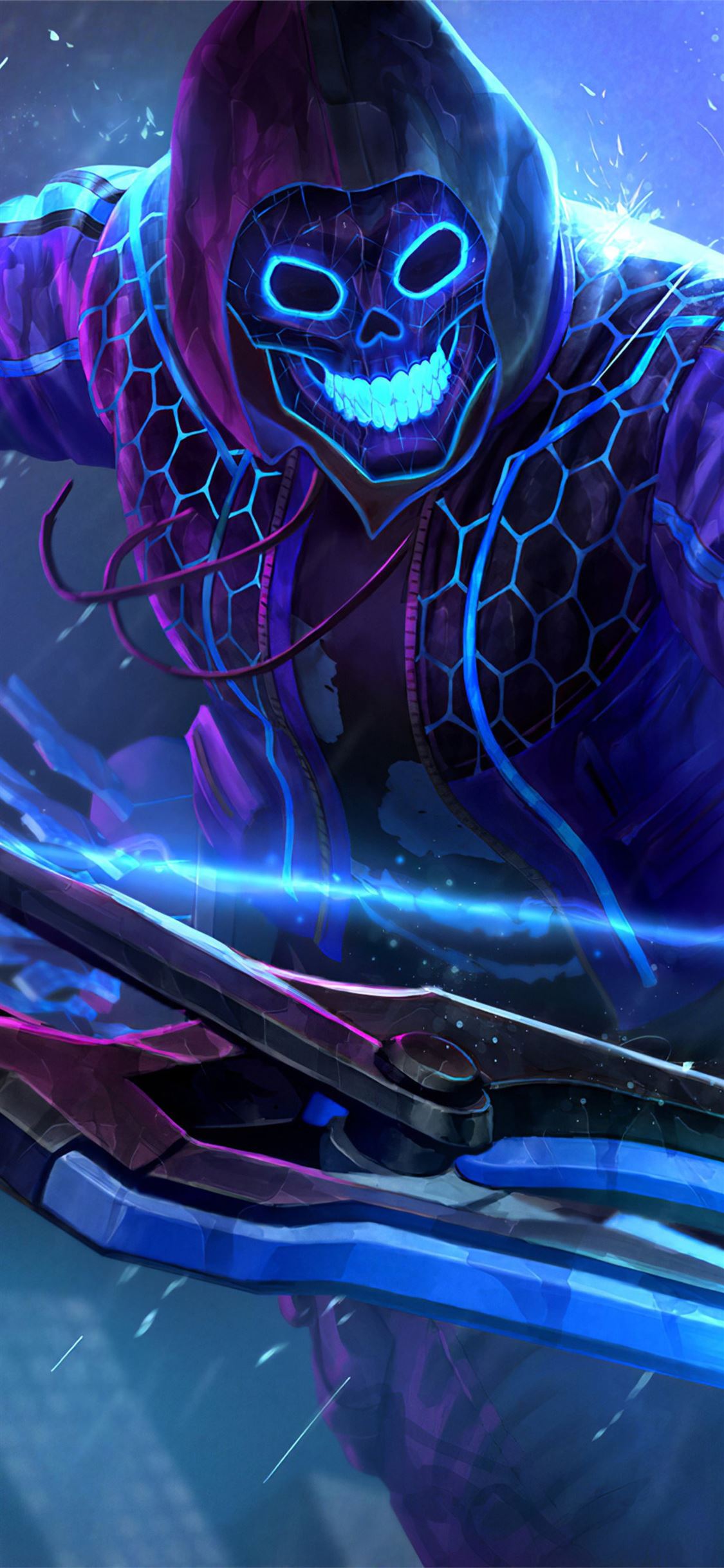smite neon hero iPhone X Wallpaper