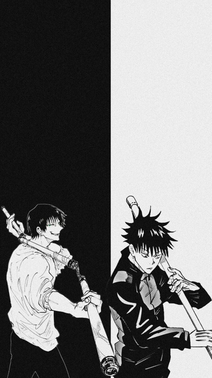 Fushiguro toji and fushiguro Megumi. Anime wallpaper iphone, Anime monochrome, Black and white wallpaper iphone