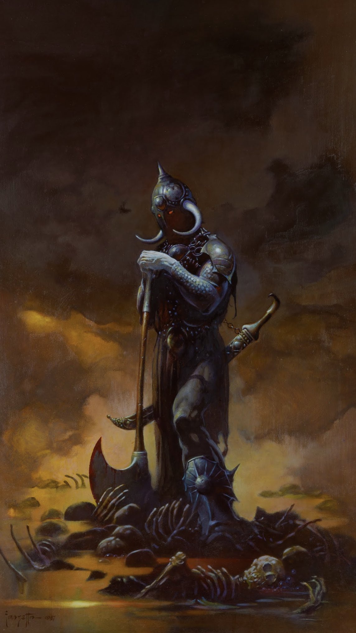 Frank Frazetta Art Frazetta's 'Death Dealer' original artwork •1987• #DeathDealer #Frazetta ☠️