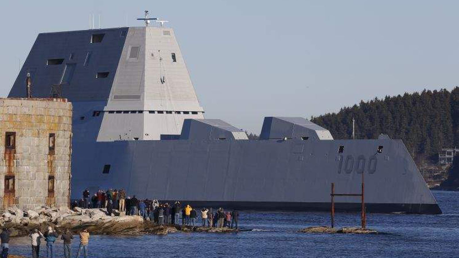 USS Zumwalt, largest destroyer built for Navy, heads out for sea trials